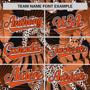 Custom Brown Personalized Leopard Graffiti Pattern Authentic Baseball Jersey