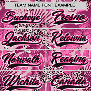 Custom Pink Personalized Leopard Graffiti Pattern Authentic Baseball Jersey