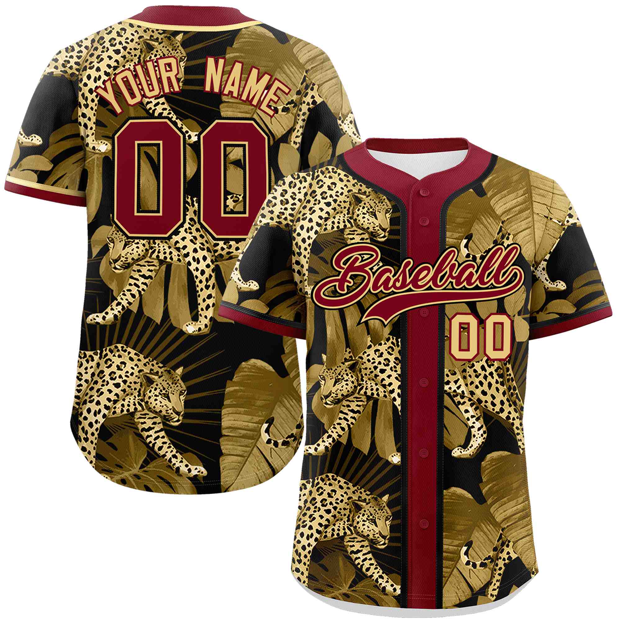 Custom Crimson Personalized Leopard Graffiti Pattern Authentic Baseball Jersey