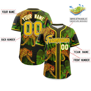 Custom Olive Personalized Leopard Graffiti Pattern Authentic Baseball Jersey