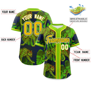 Custom Neon Green Personalized Leopard Graffiti Pattern Authentic Baseball Jersey