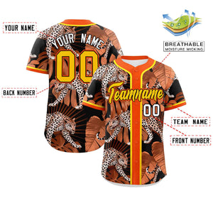 Custom Orange Personalized Leopard Graffiti Pattern Authentic Baseball Jersey