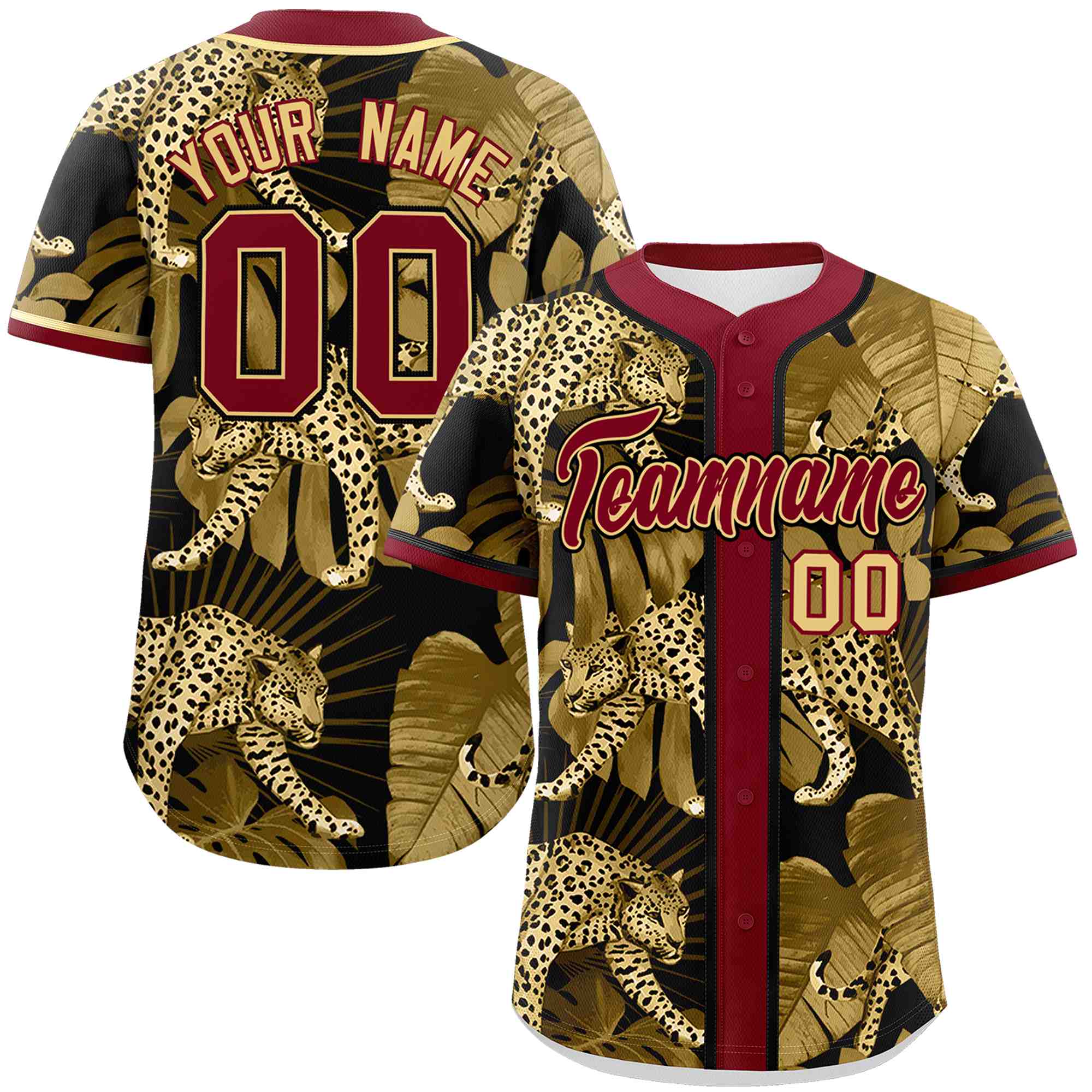 Custom Crimson Personalized Leopard Graffiti Pattern Authentic Baseball Jersey