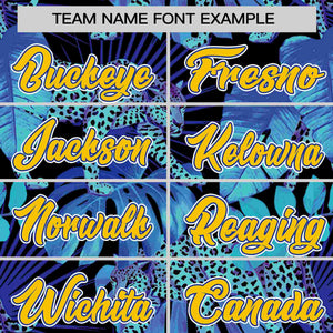 Custom Aqua Personalized Leopard Graffiti Pattern Authentic Baseball Jersey