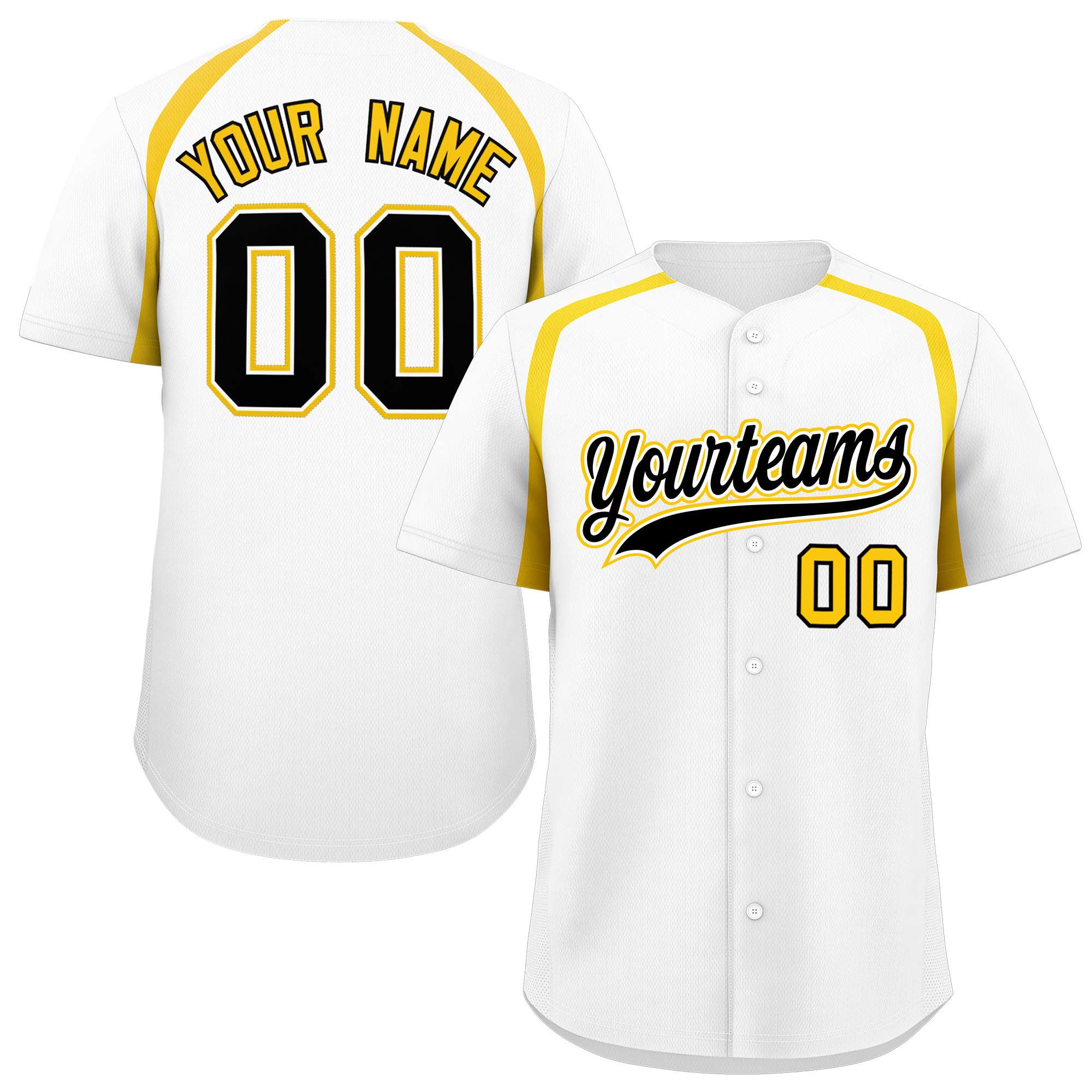 Custom White Gold Personalized Color Block Authentic Baseball Jersey