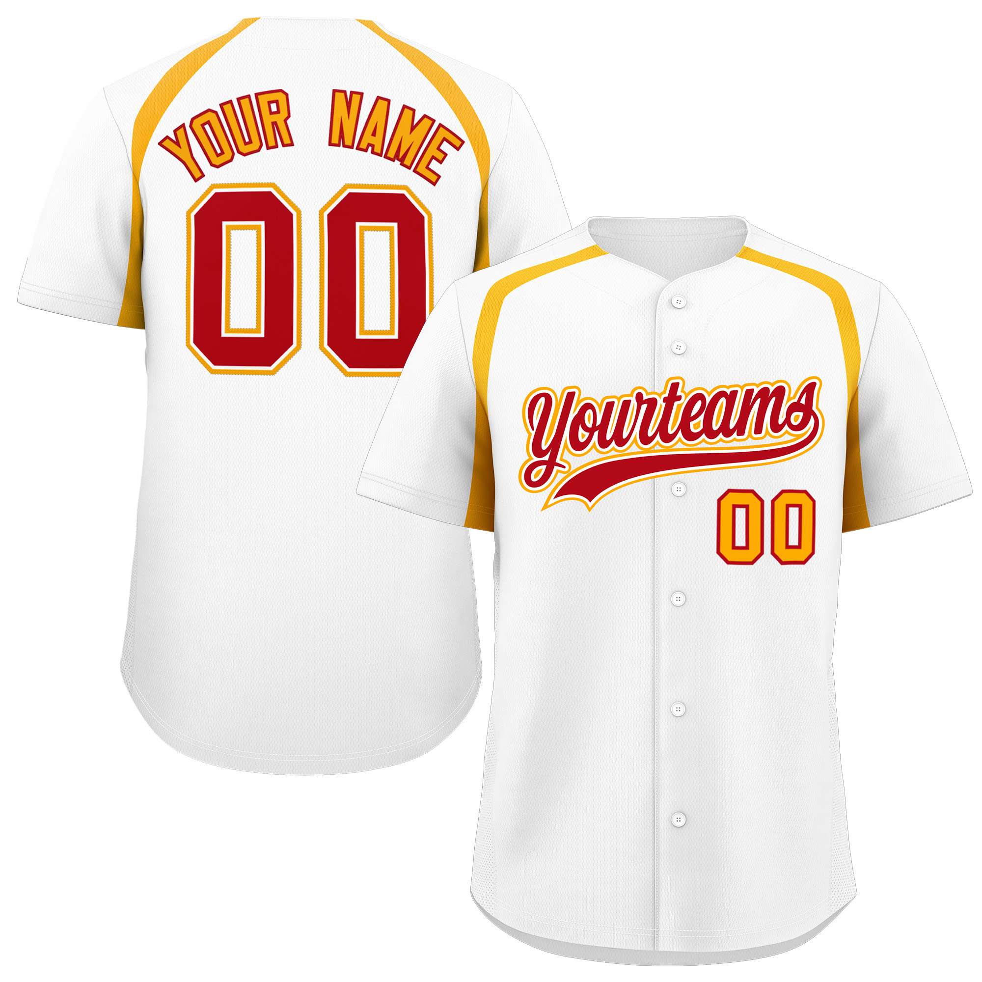 Custom White Yellow Personalized Color Block Authentic Baseball Jersey