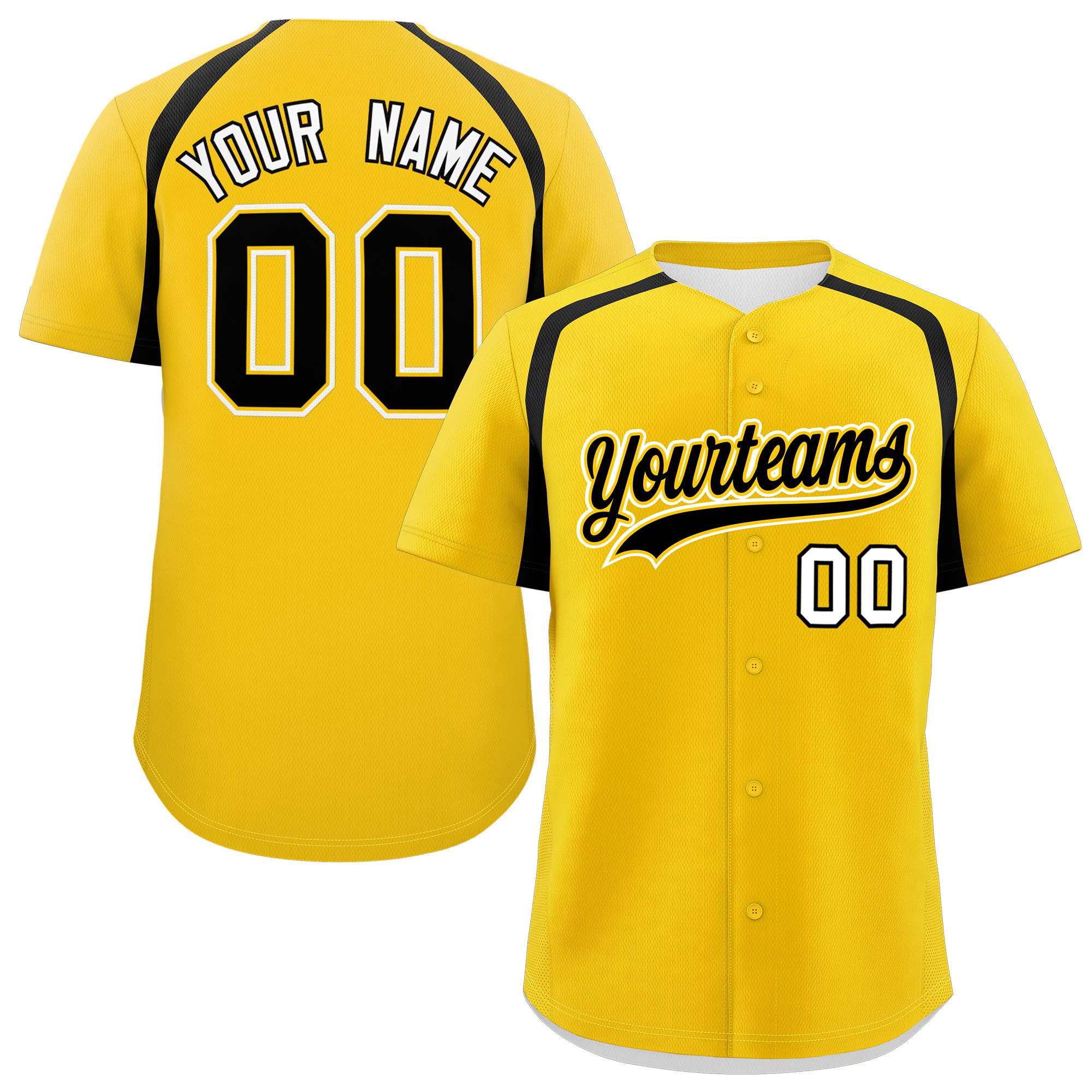 Custom Gold Black Personalized Color Block Authentic Baseball Jersey