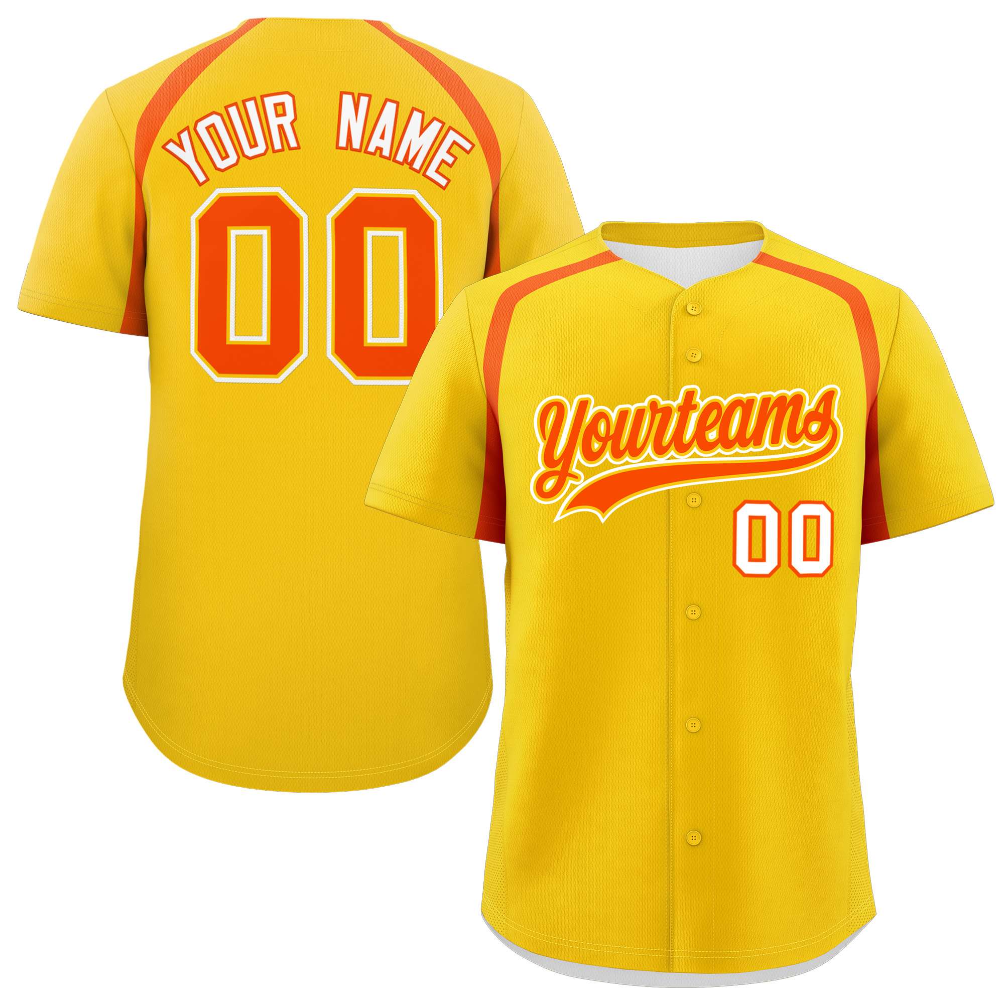 Custom Gold Orange Personalized Color Block Authentic Baseball Jersey