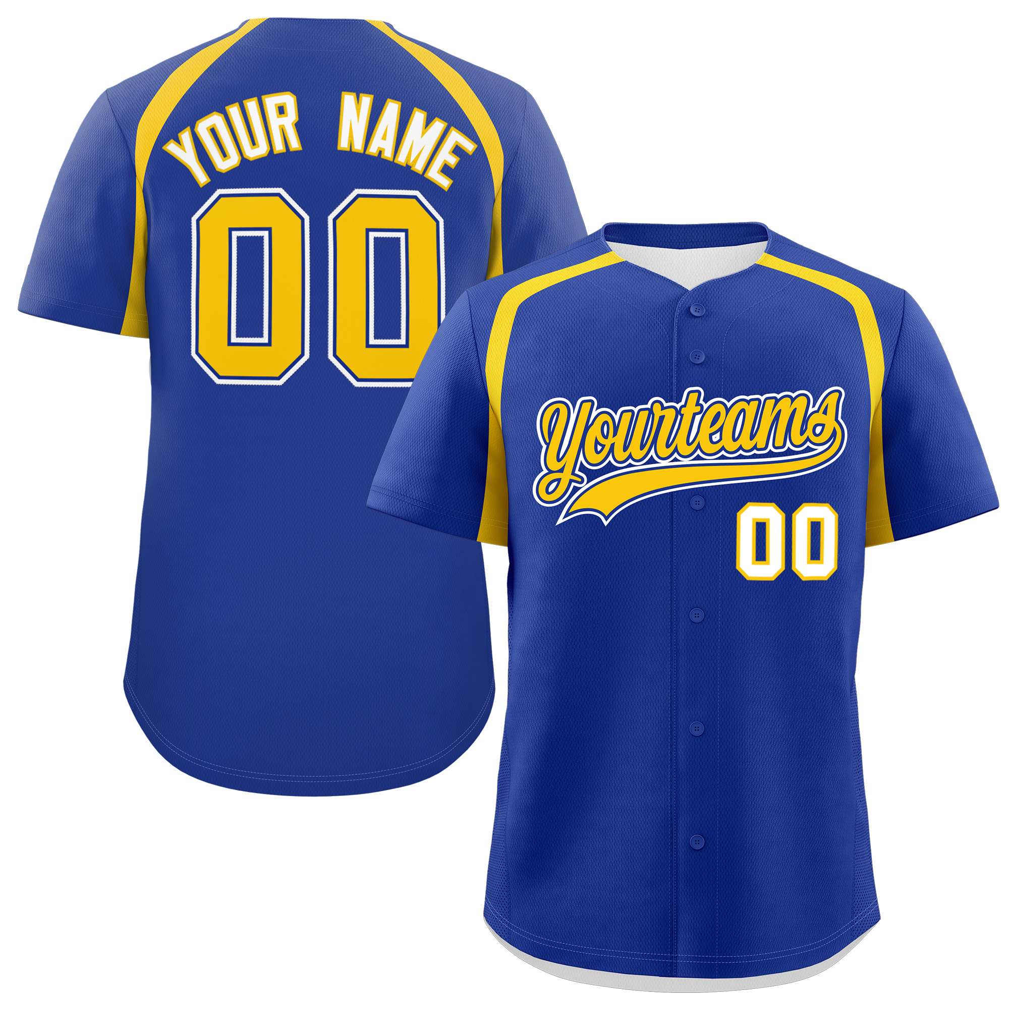 Custom Royal Gold Personalized Color Block Authentic Baseball Jersey