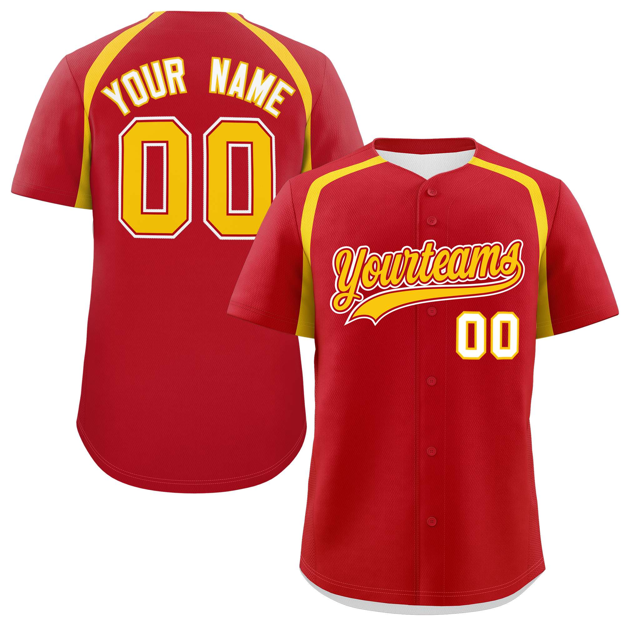 Custom Red Gold Personalized Color Block Authentic Baseball Jersey