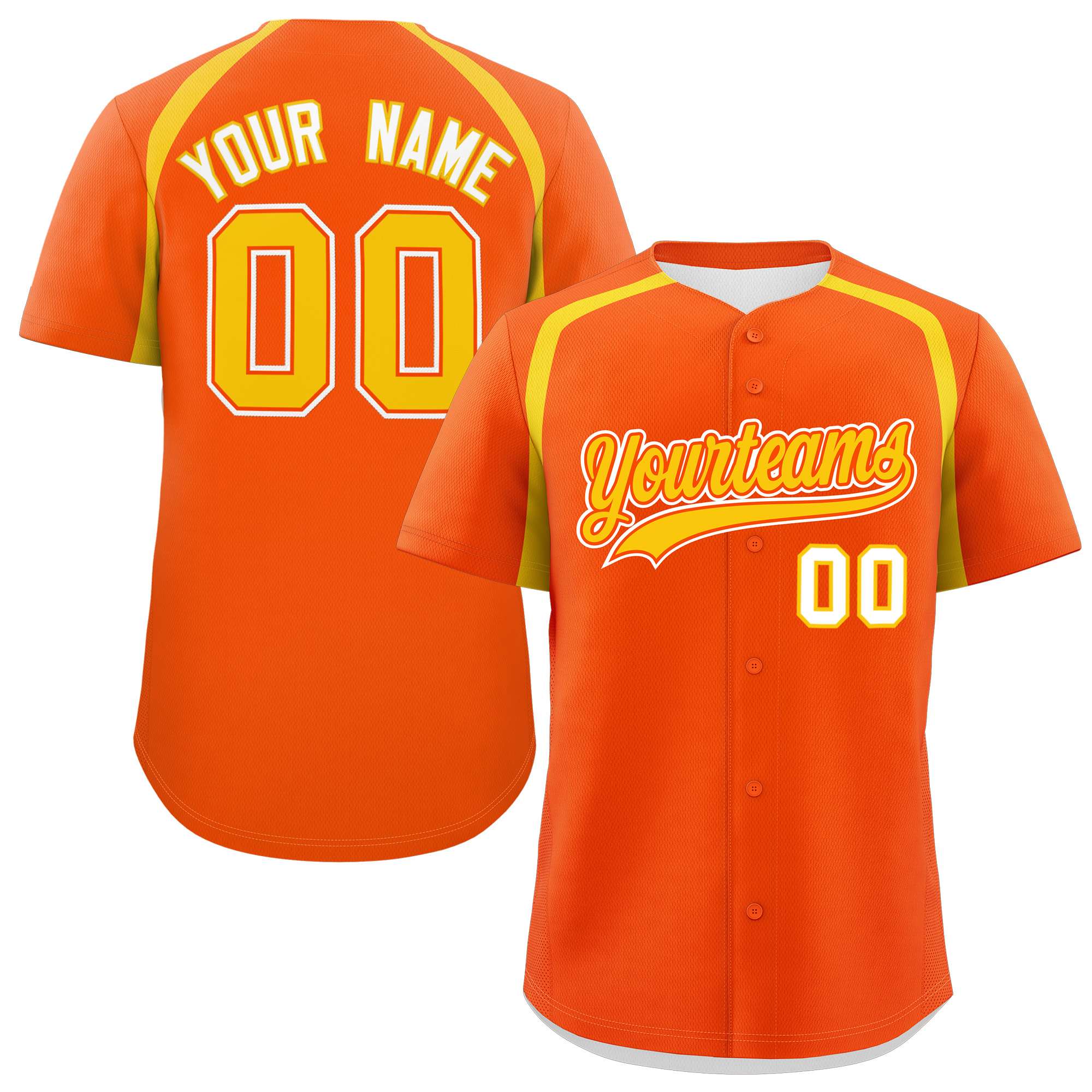 Custom Orange Gold Personalized Color Block Authentic Baseball Jersey