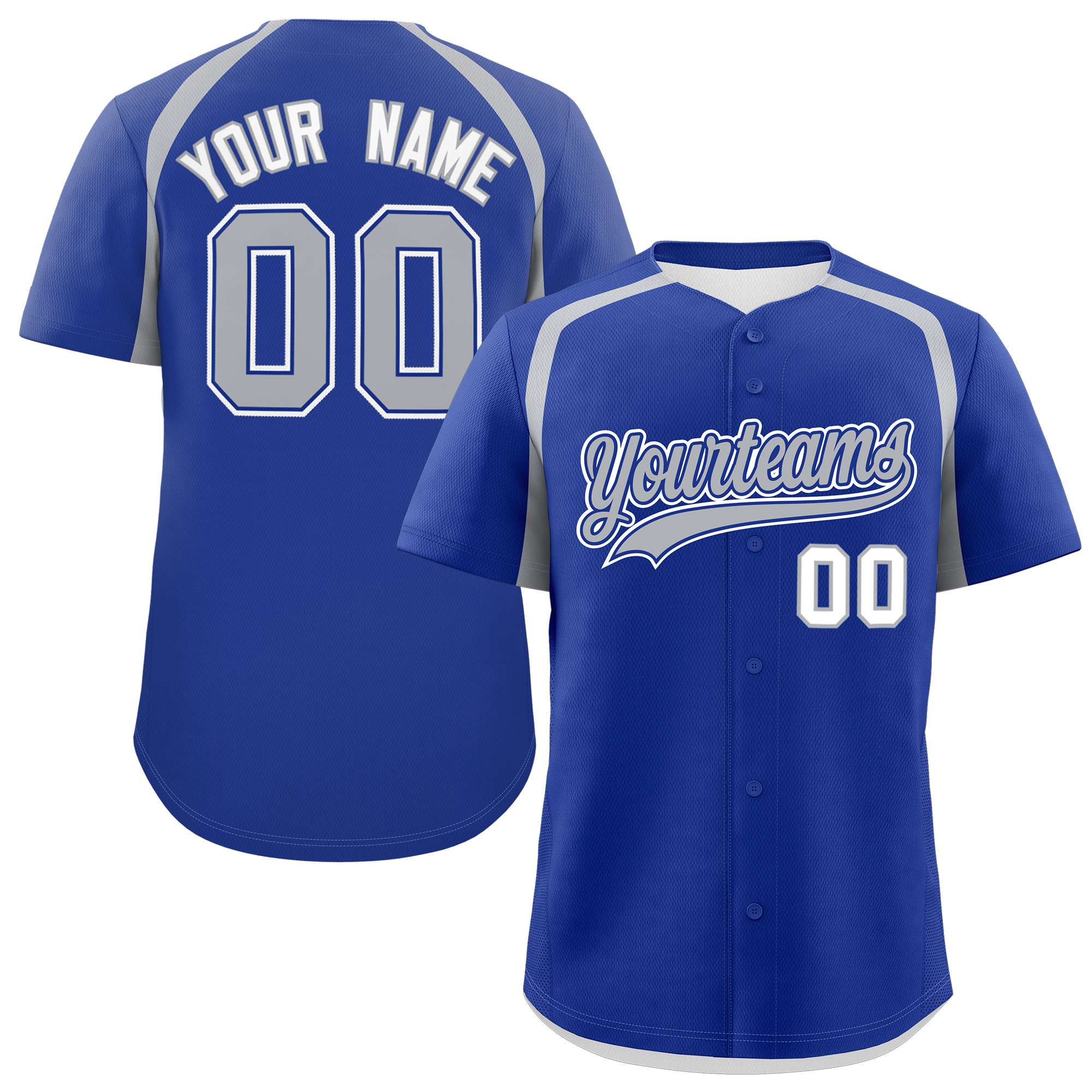 Custom Royal Silver Personalized Color Block Authentic Baseball Jersey