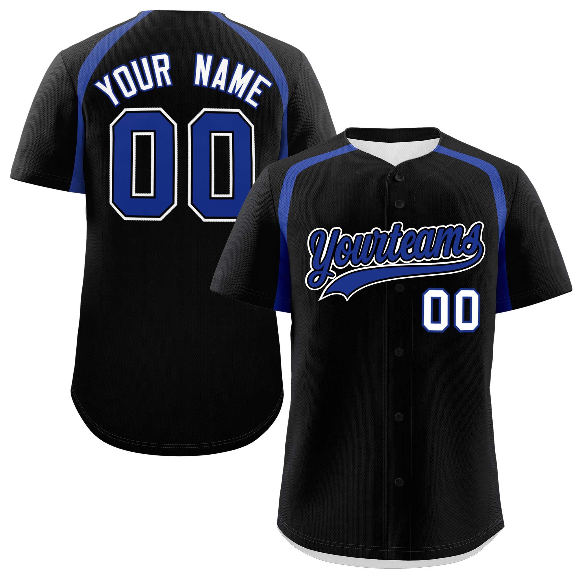 Custom Black Royal Personalized Color Block Authentic Baseball Jersey