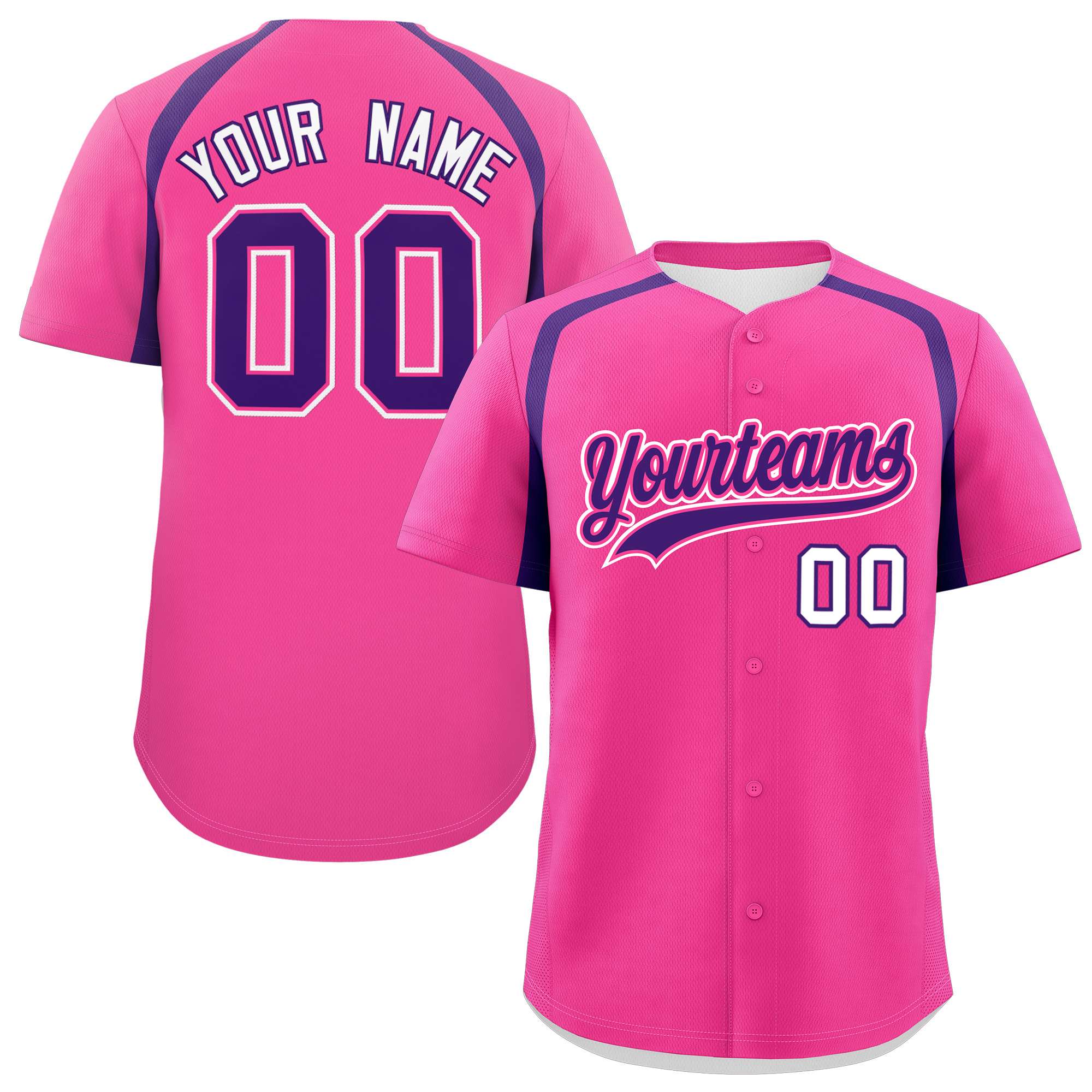 Custom Pink Purple Personalized Color Block Authentic Baseball Jersey