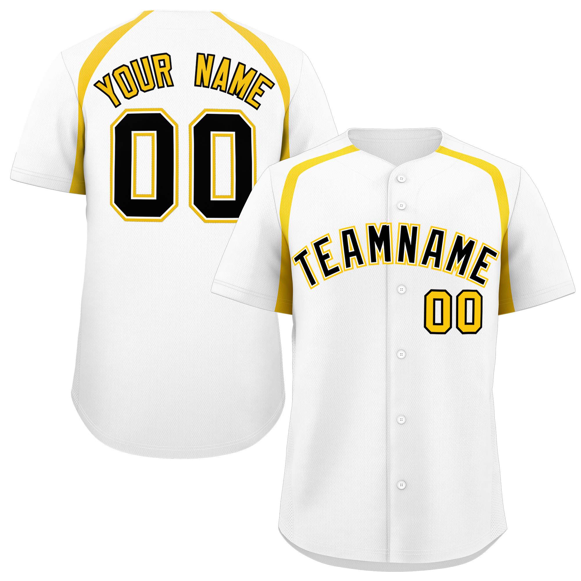 Custom White Gold Personalized Color Block Authentic Baseball Jersey