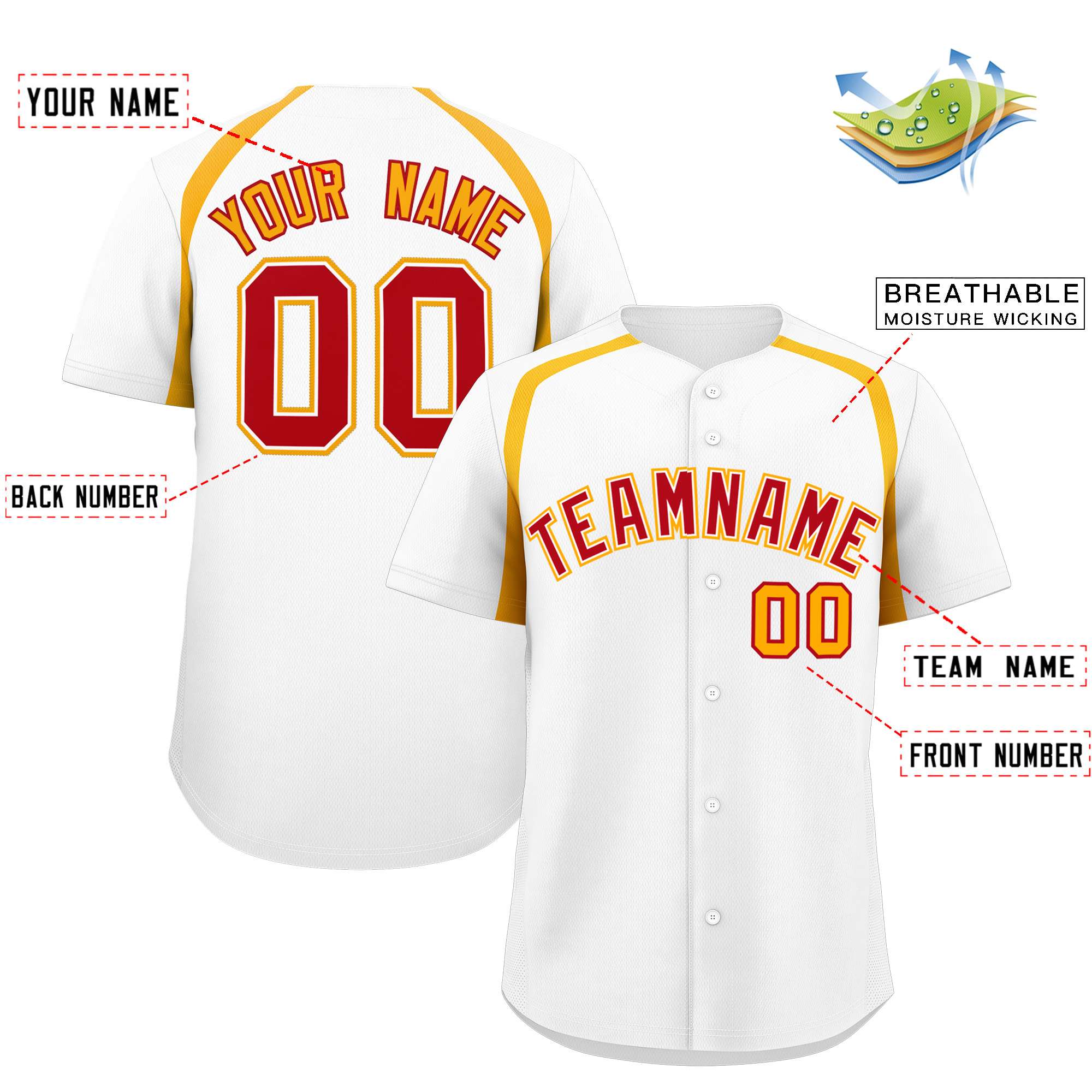 Custom White Yellow Personalized Color Block Authentic Baseball Jersey