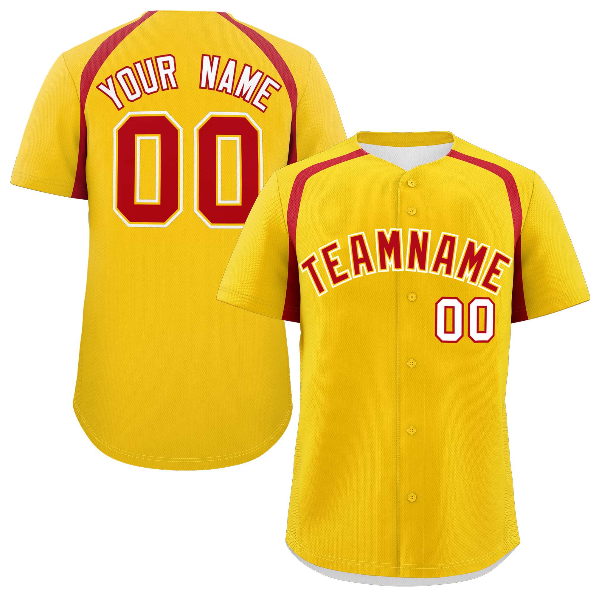 Custom Gold Red Personalized Color Block Authentic Baseball Jersey