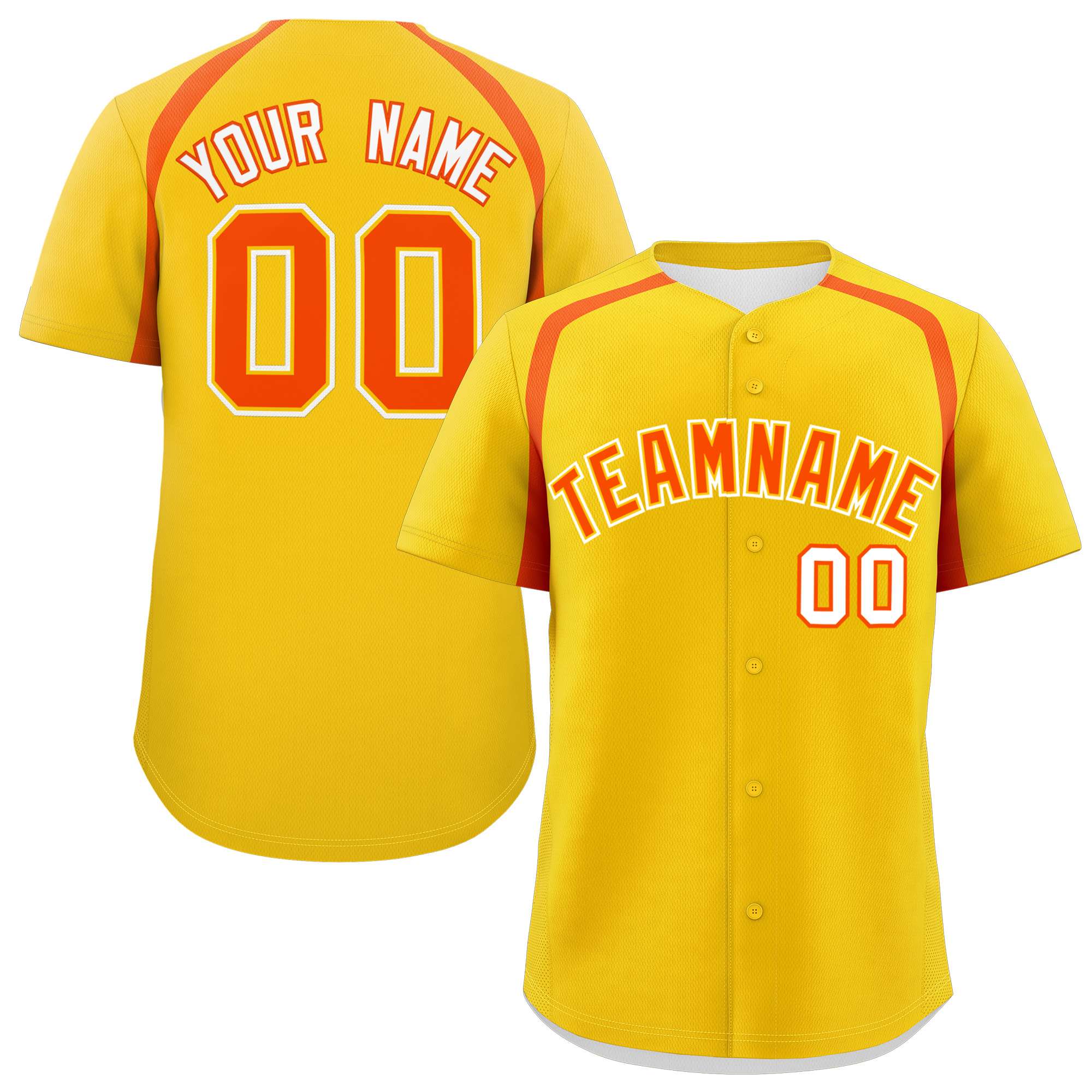 Custom Gold Orange Personalized Color Block Authentic Baseball Jersey