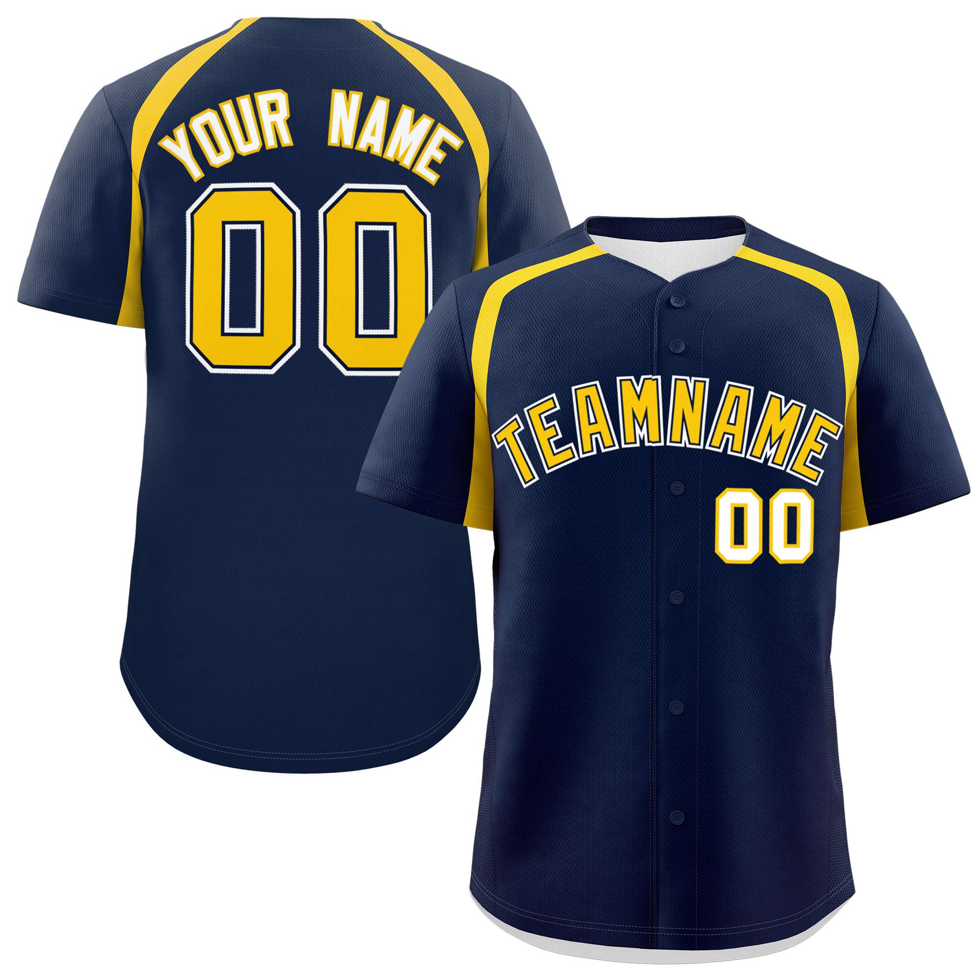 Custom Navy Gold Personalized Color Block Authentic Baseball Jersey