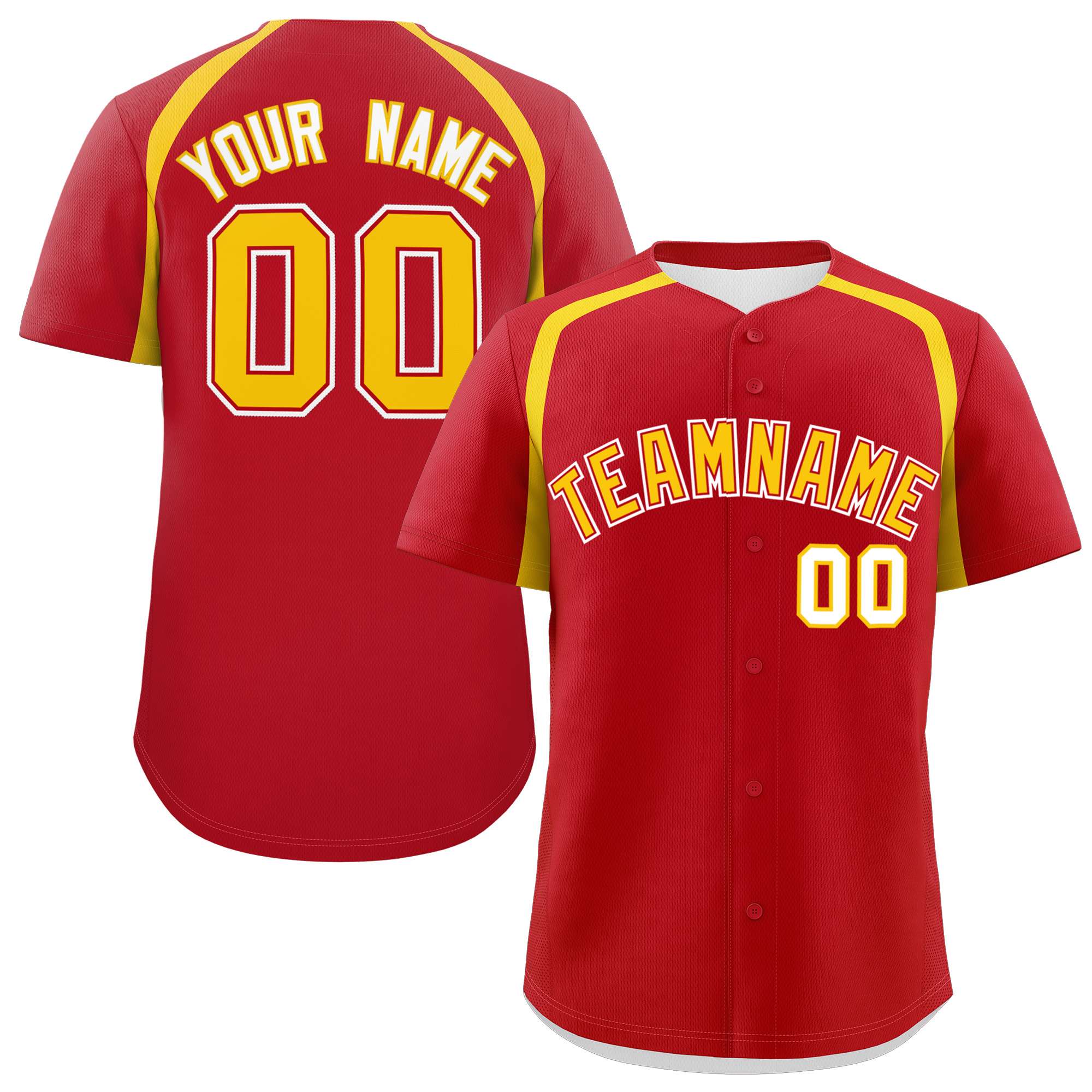 Custom Red Gold Personalized Color Block Authentic Baseball Jersey