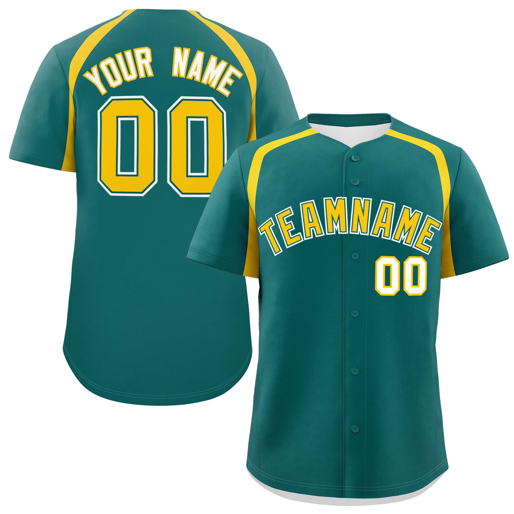 Custom Aqua Gold Personalized Color Block Authentic Baseball Jersey