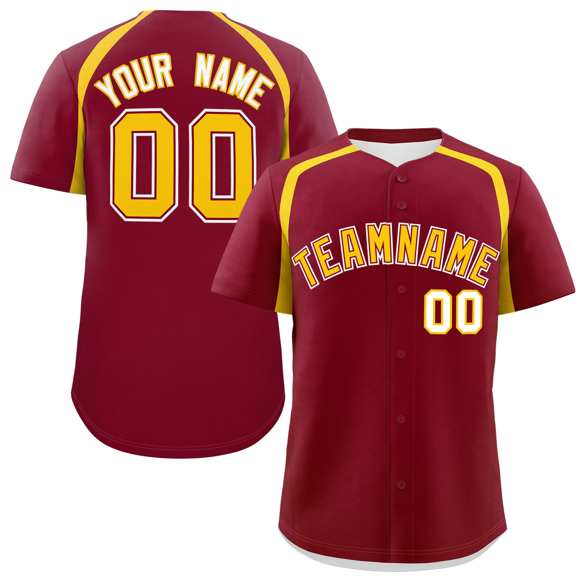 Custom Crimson Gold Personalized Color Block Authentic Baseball Jersey