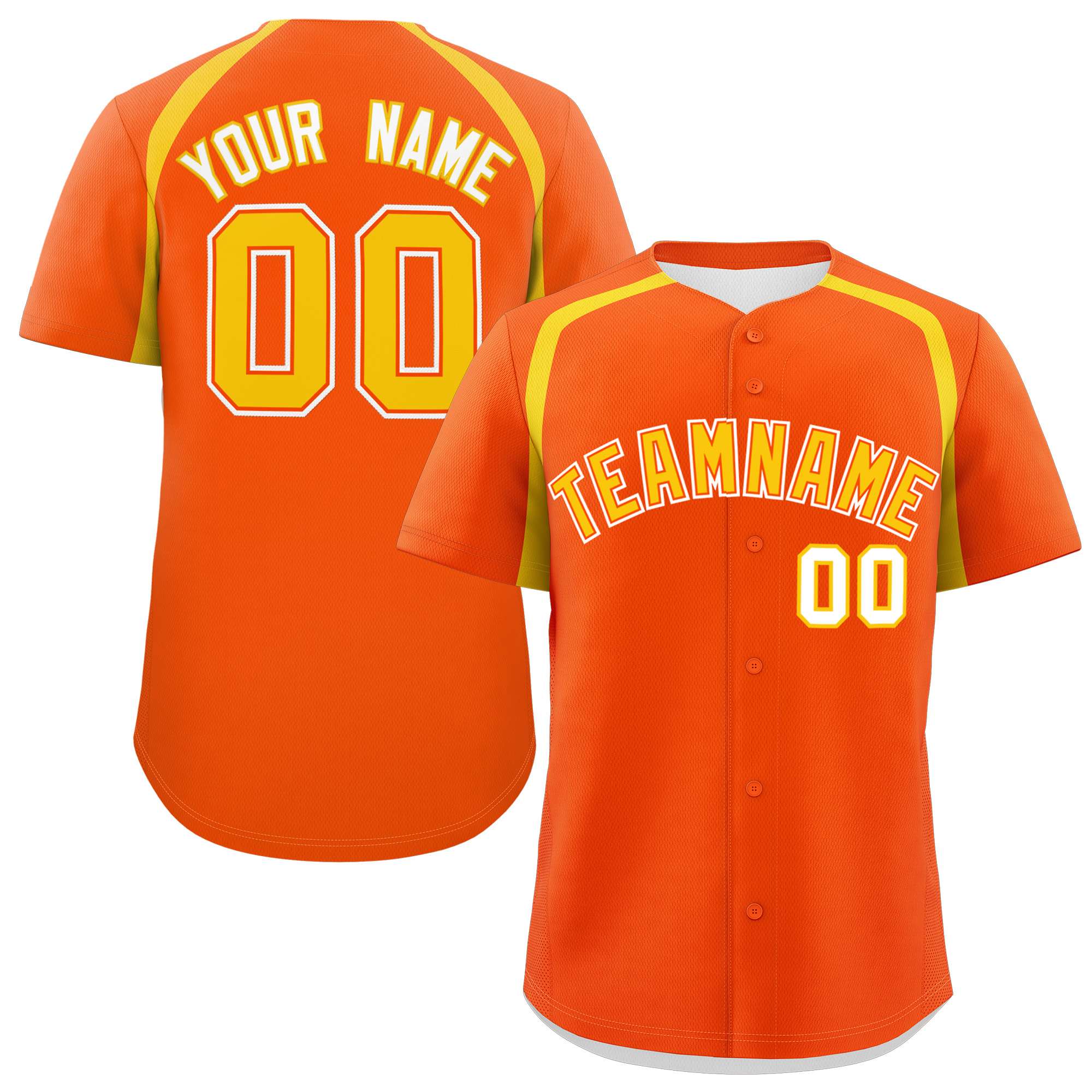 Custom Orange Gold Personalized Color Block Authentic Baseball Jersey