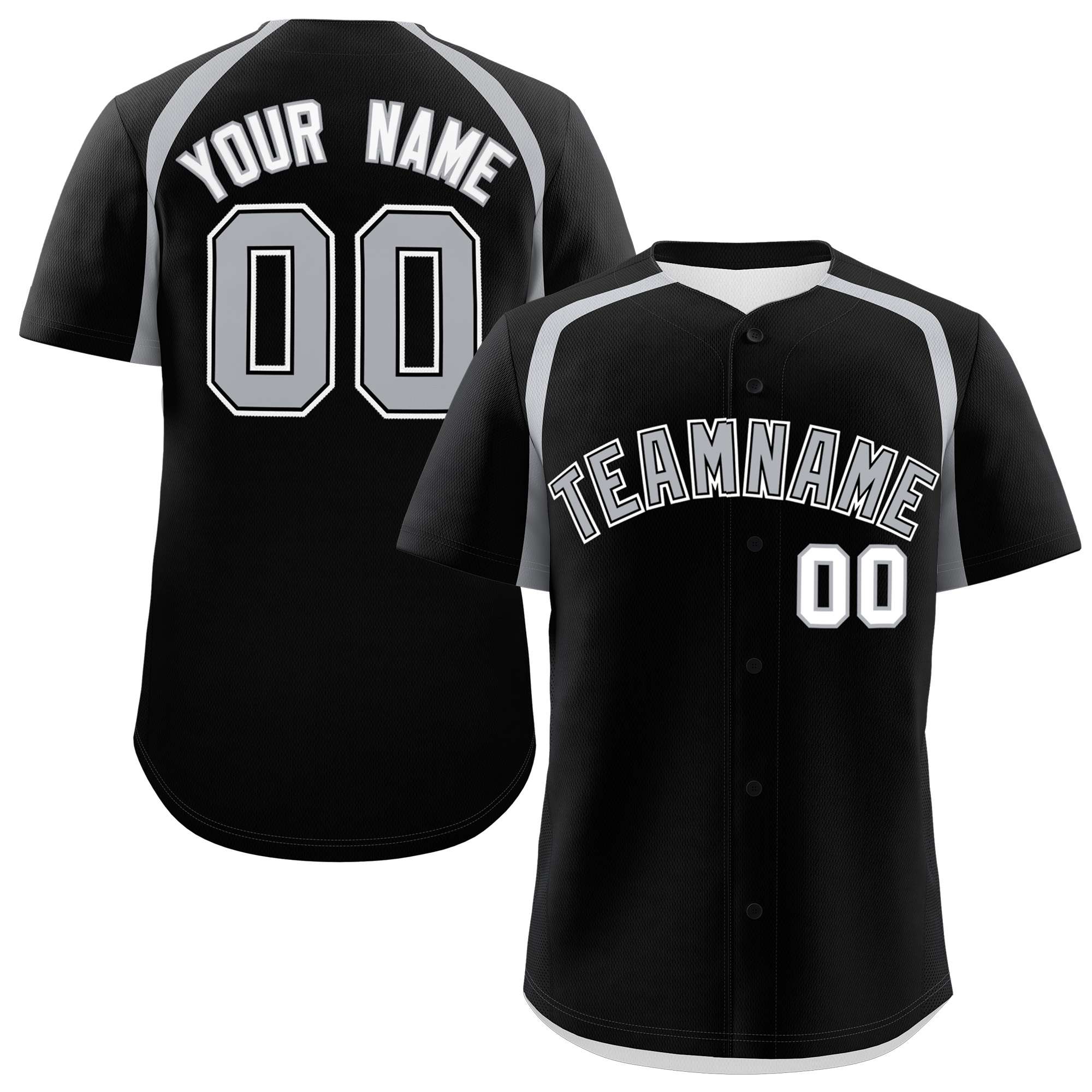 Custom Black Silver Personalized Color Block Authentic Baseball Jersey