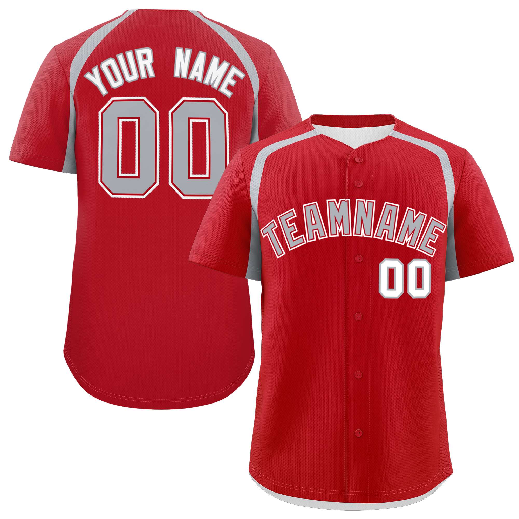 Custom Red Silver Personalized Color Block Authentic Baseball Jersey