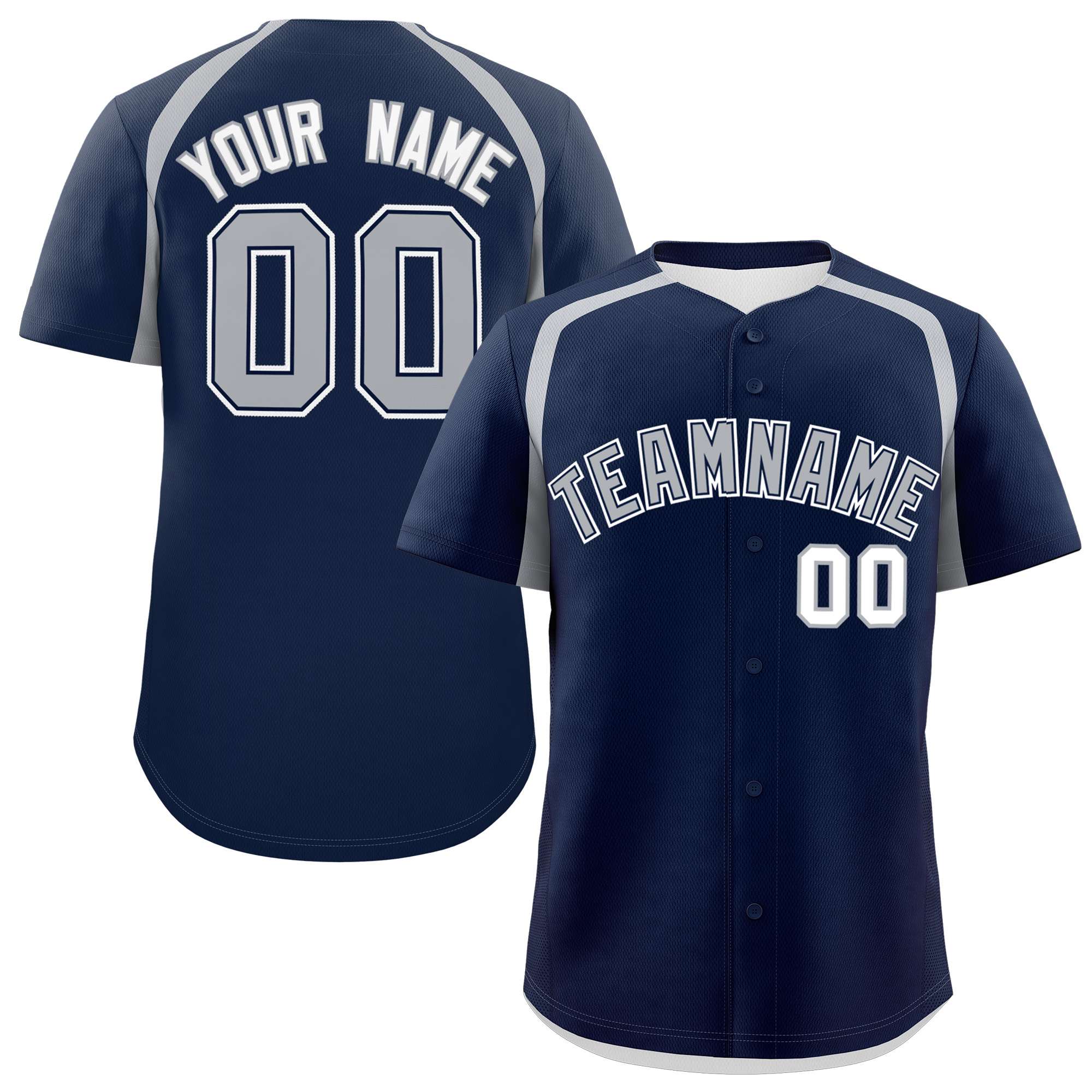 Custom Navy Silver Personalized Color Block Authentic Baseball Jersey