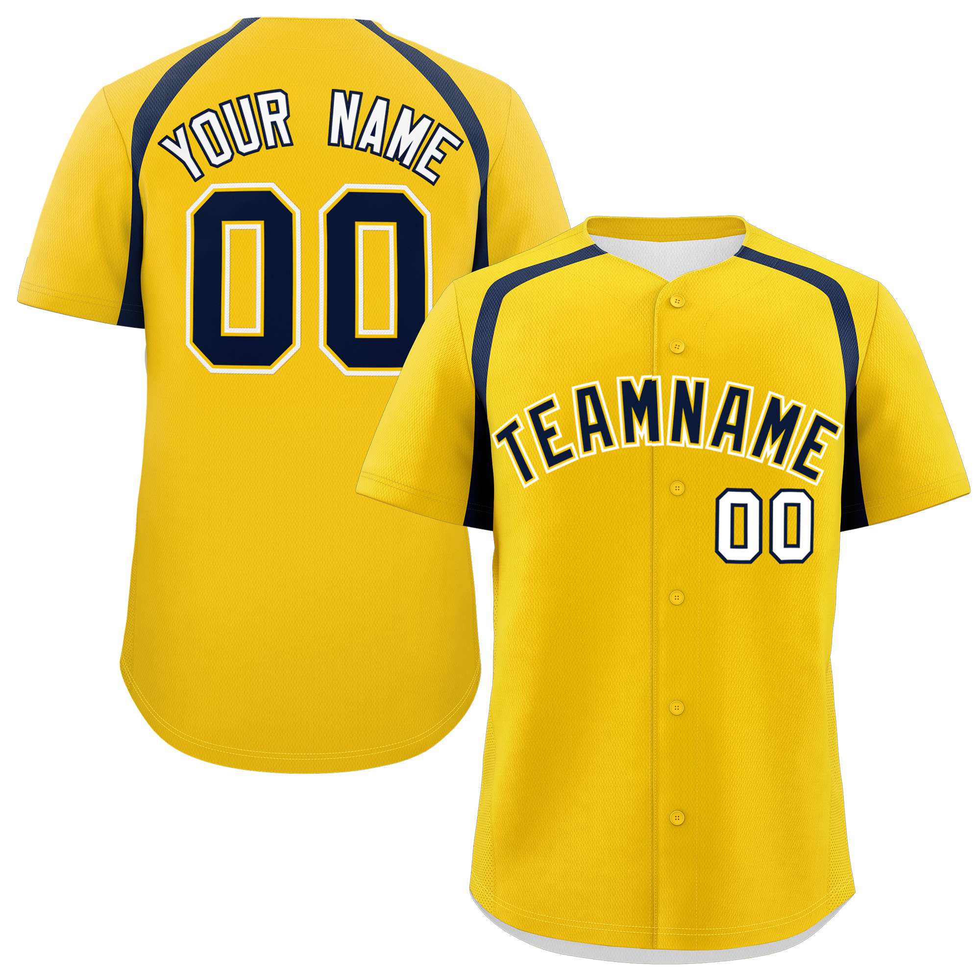 Custom Gold Navy Personalized Color Block Authentic Baseball Jersey