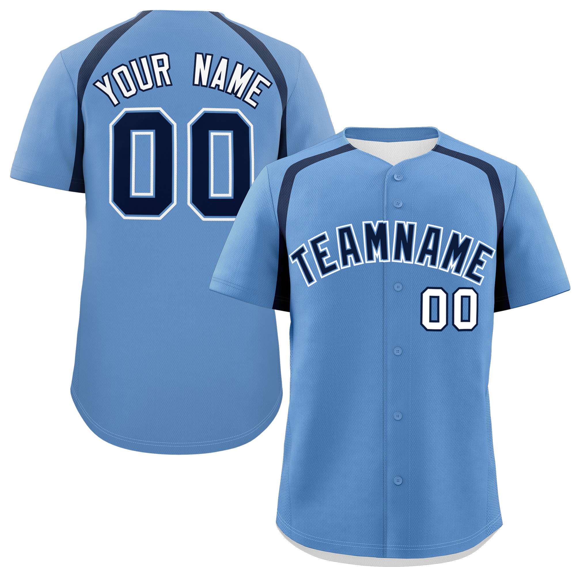 Custom Light Blue Navy Personalized Color Block Authentic Baseball Jersey