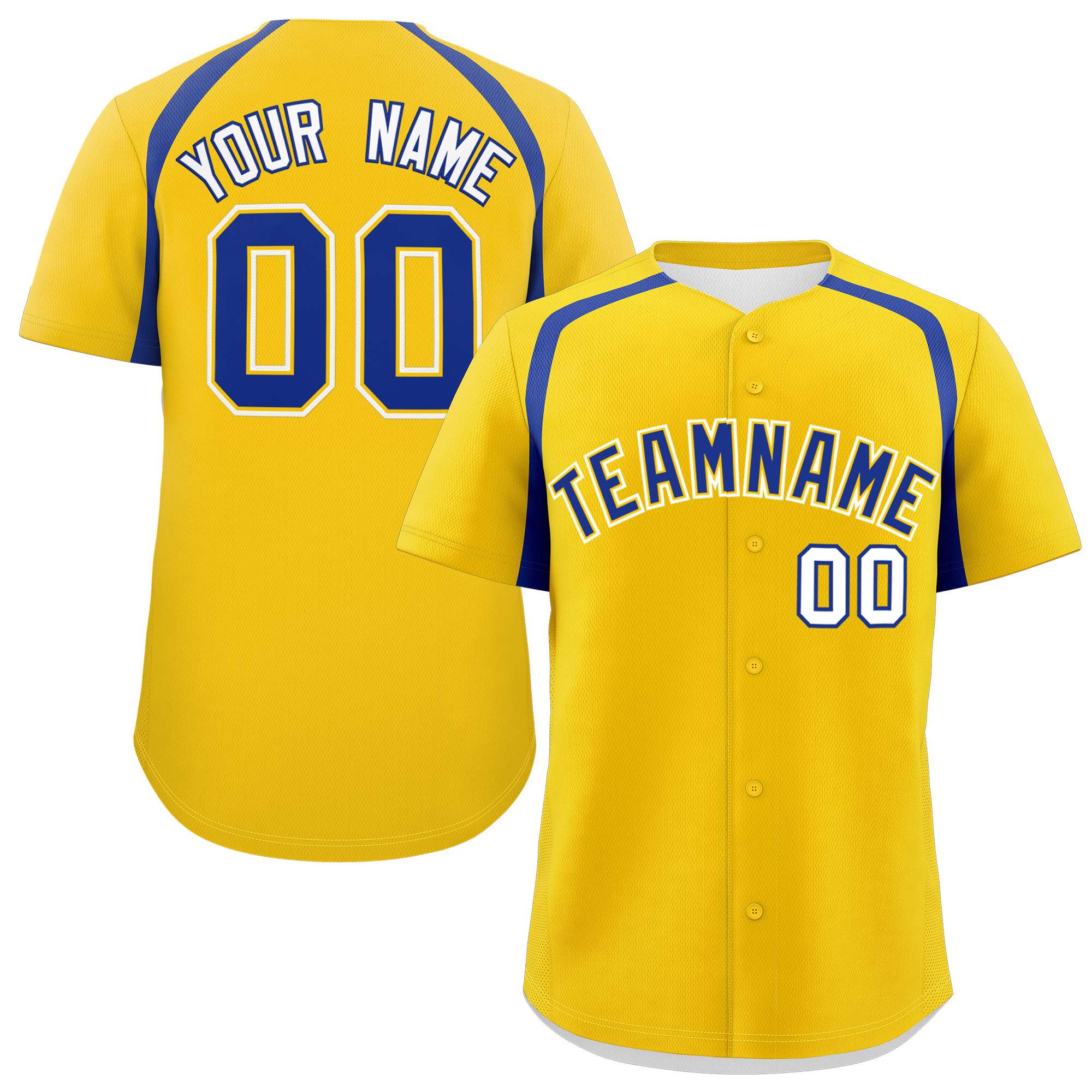 Custom Gold Royal Personalized Color Block Authentic Baseball Jersey