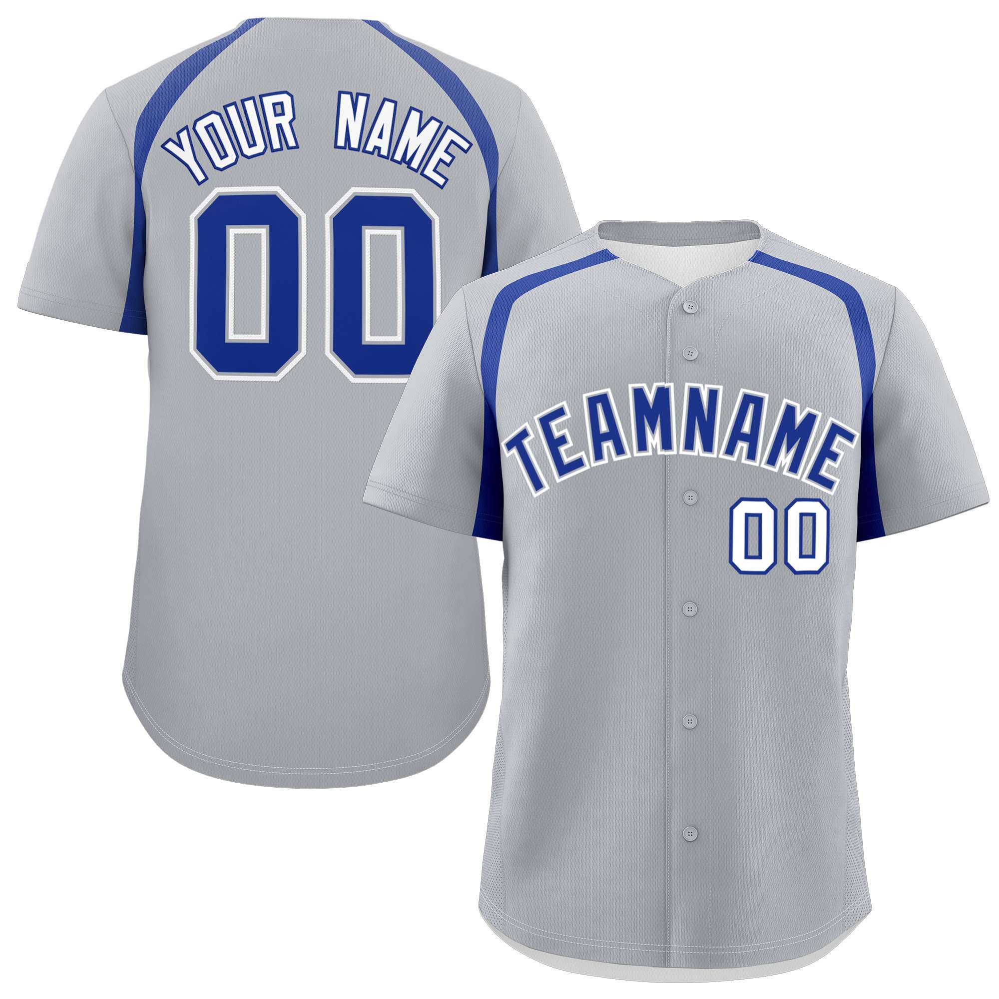 Custom Silver Royal Personalized Color Block Authentic Baseball Jersey