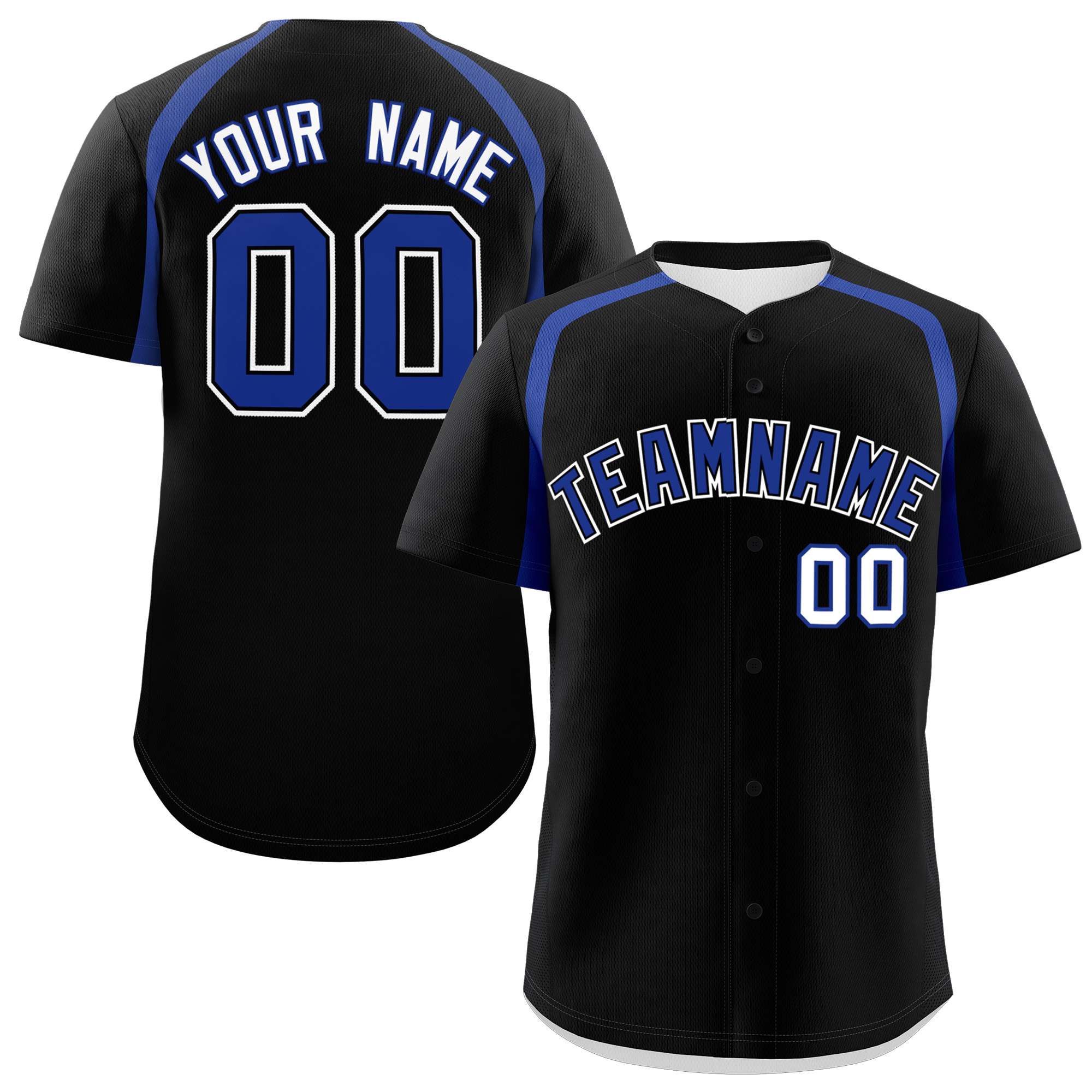 Custom Black Royal Personalized Color Block Authentic Baseball Jersey