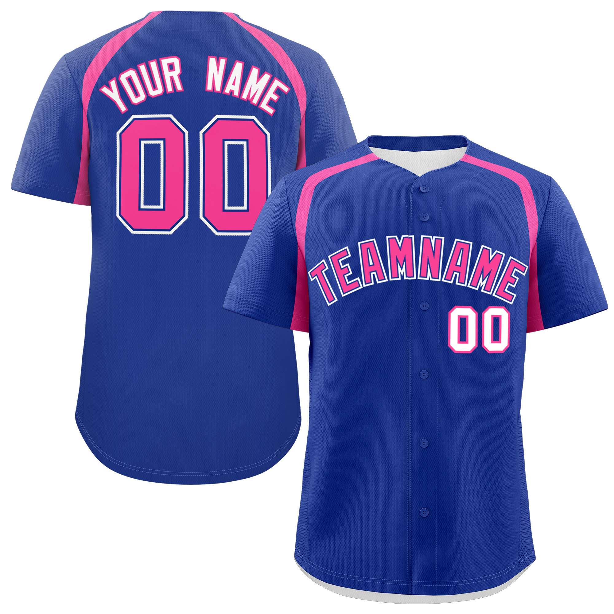 Custom Royal Pink Personalized Color Block Authentic Baseball Jersey