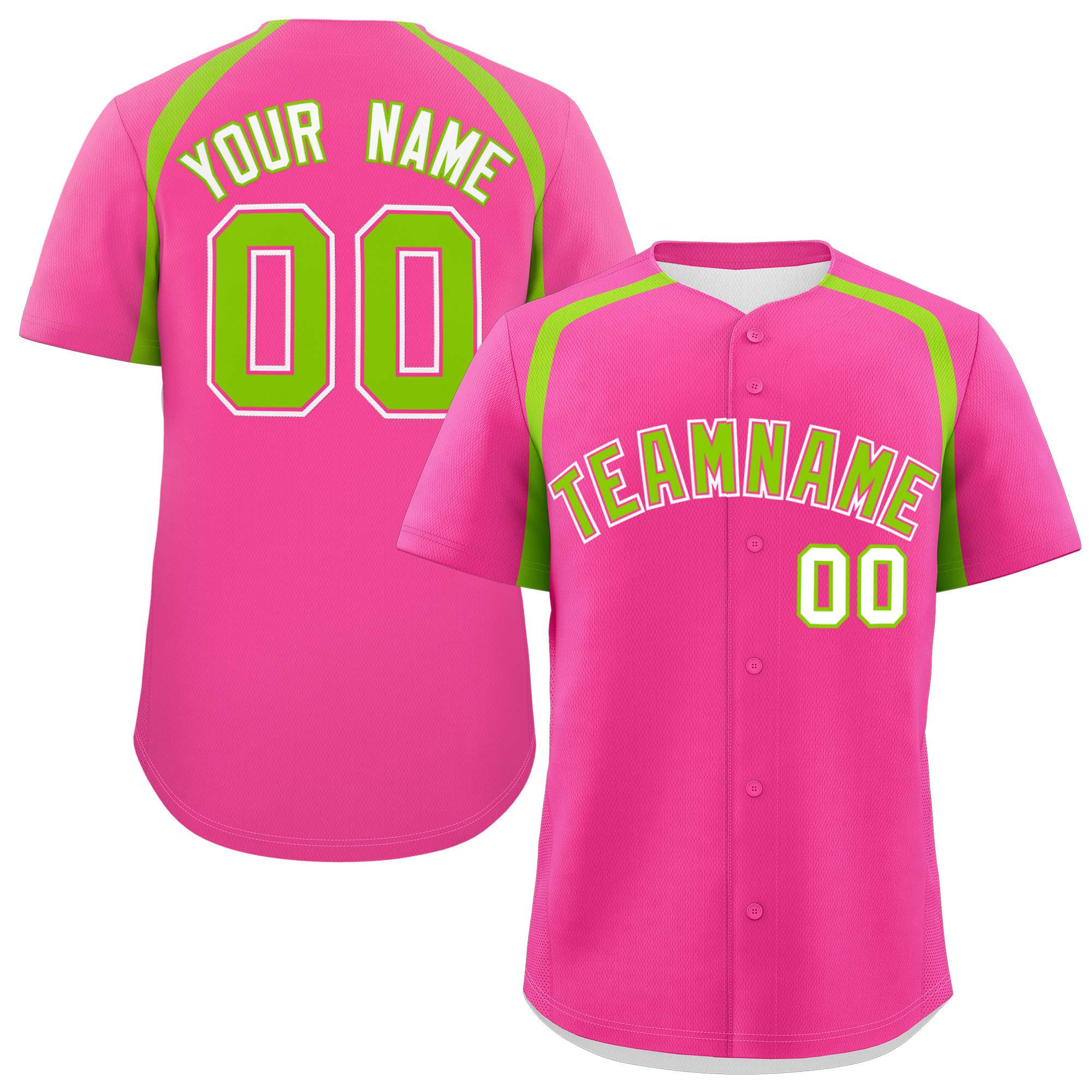 Custom Pink Neon Green Personalized Color Block Authentic Baseball Jersey