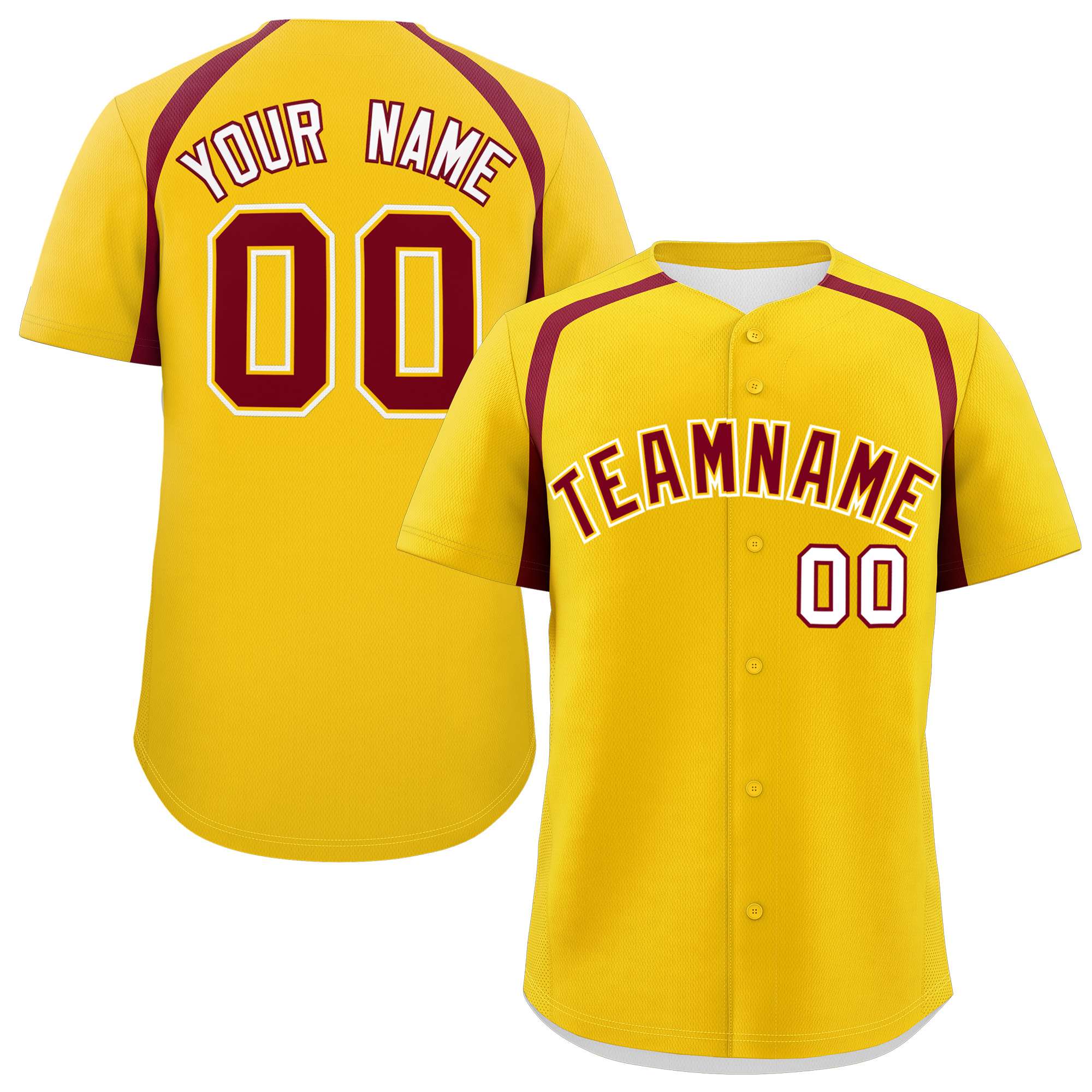 Custom Gold Crimson Personalized Color Block Authentic Baseball Jersey