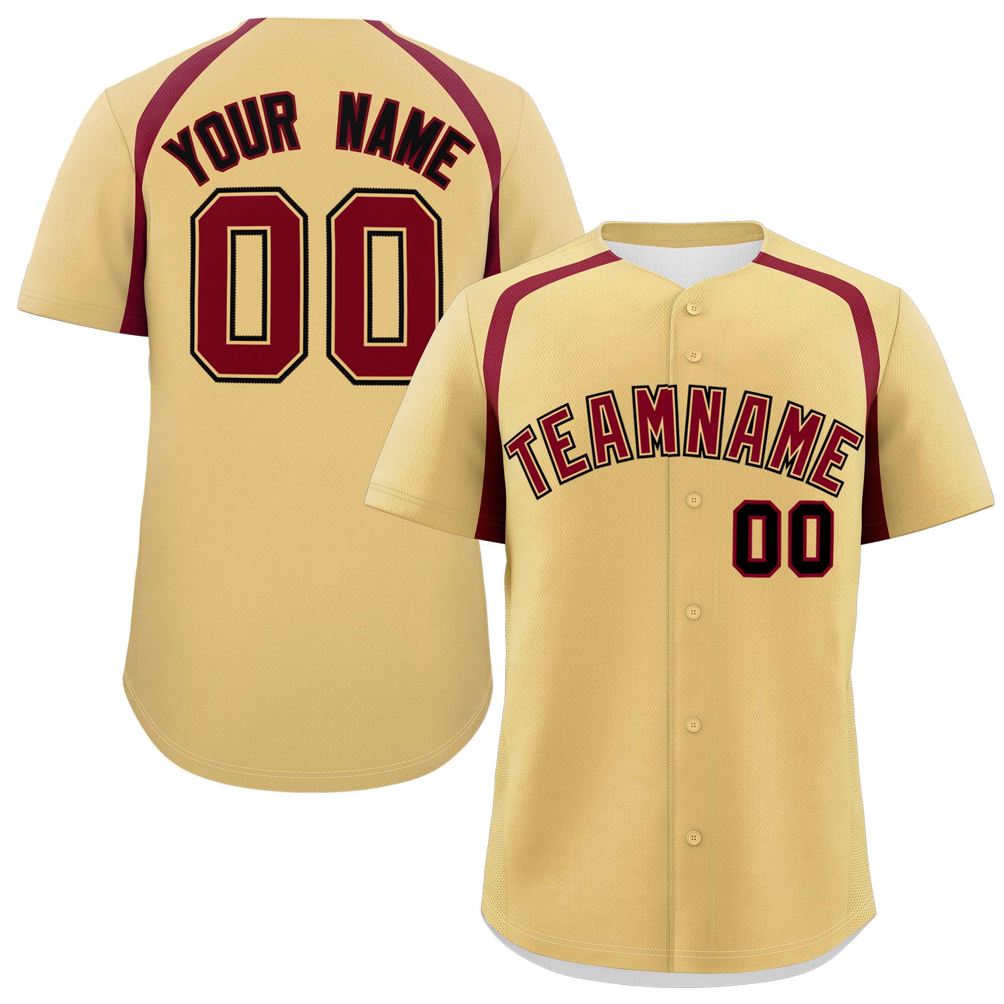 Custom Khaki Crimson Personalized Color Block Authentic Baseball Jersey