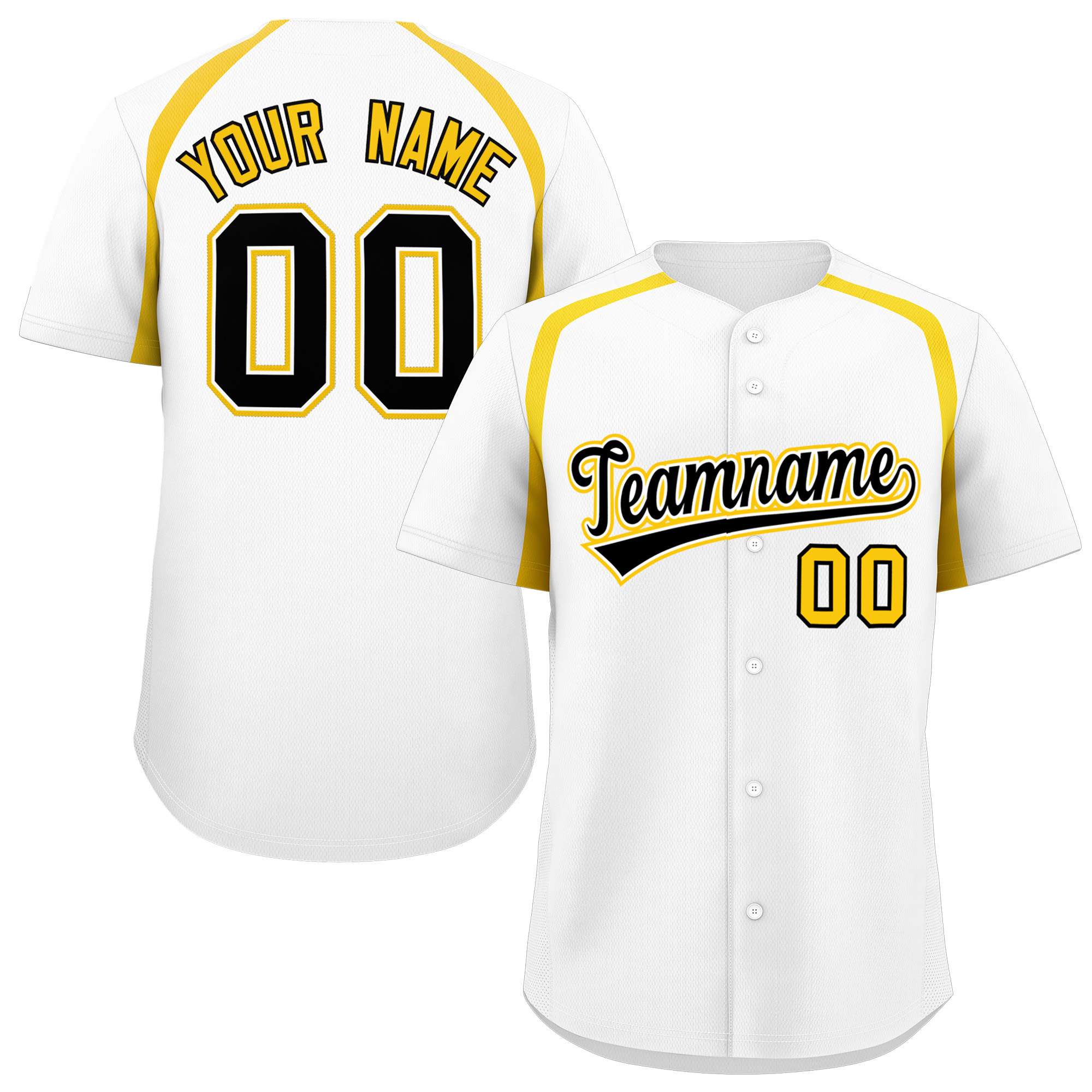 Custom White Gold Personalized Color Block Authentic Baseball Jersey