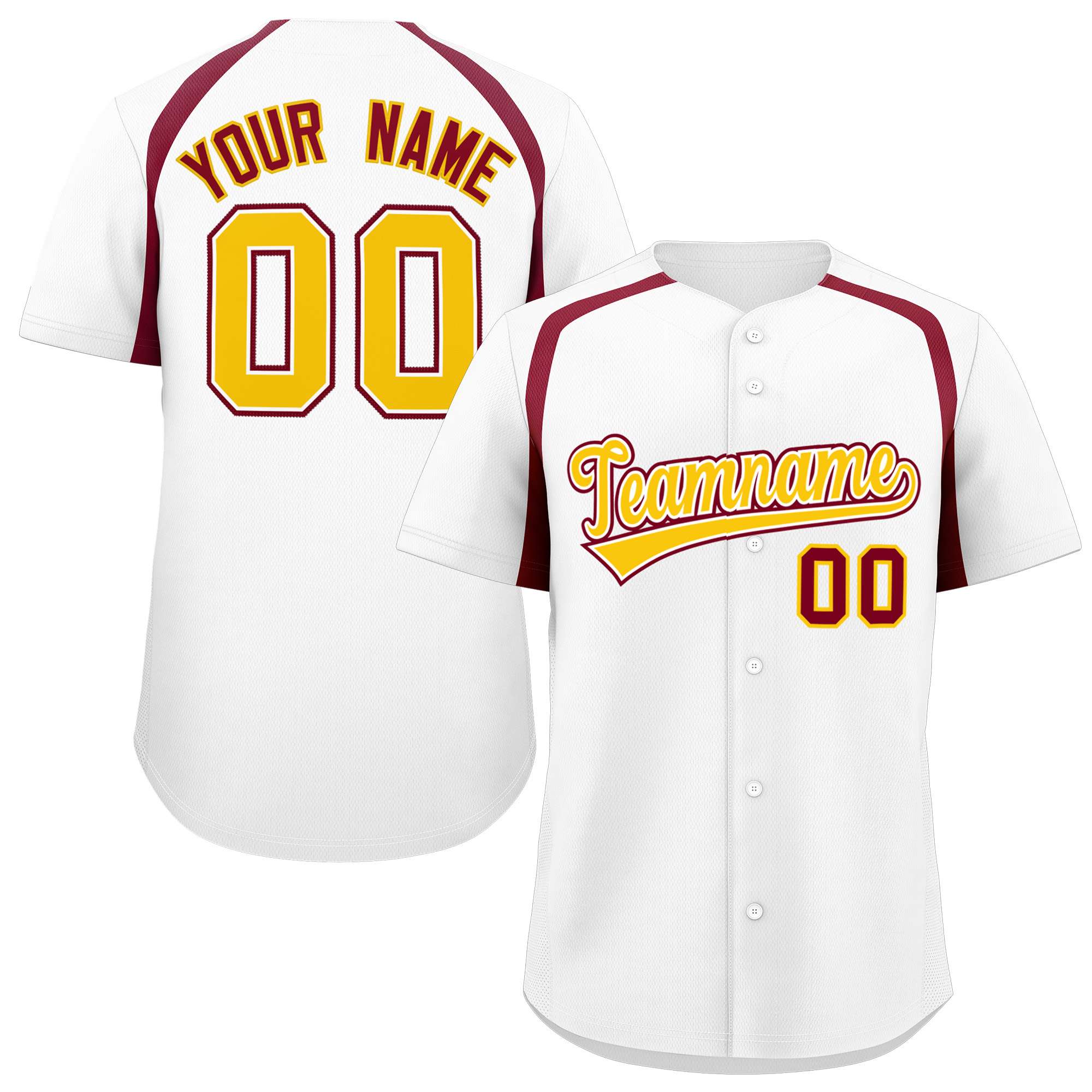 Custom White Crimson Personalized Color Block Authentic Baseball Jersey