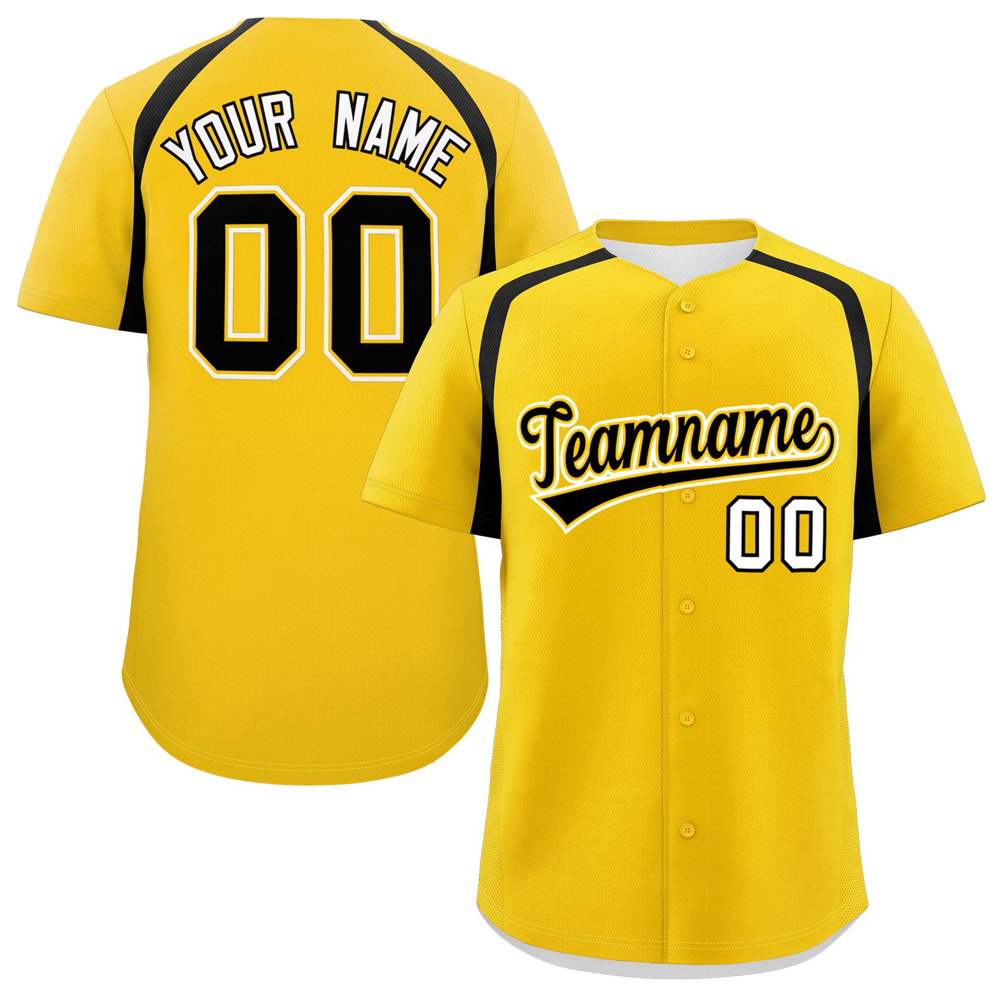 Custom Gold Black Personalized Color Block Authentic Baseball Jersey