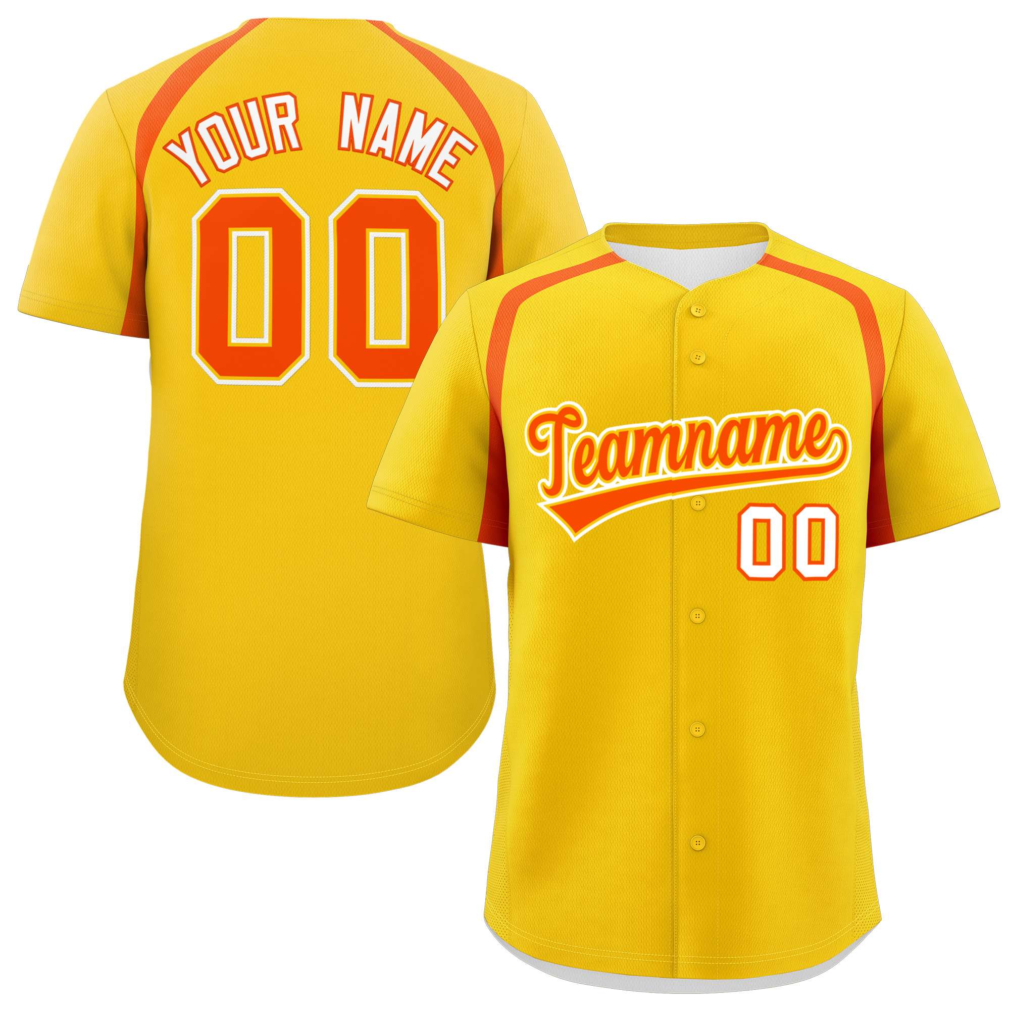 Custom Gold Orange Personalized Color Block Authentic Baseball Jersey