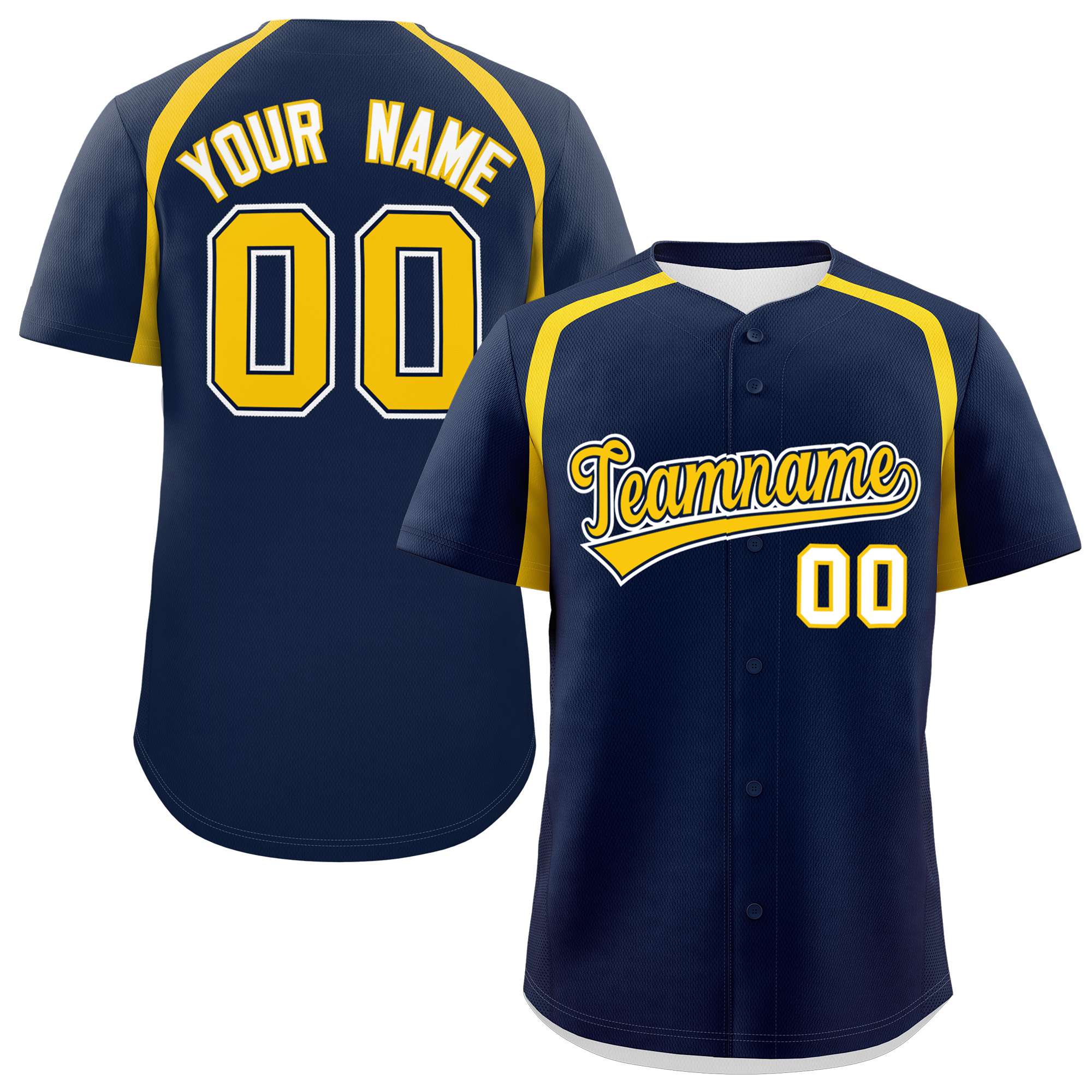 Custom Navy Gold Personalized Color Block Authentic Baseball Jersey