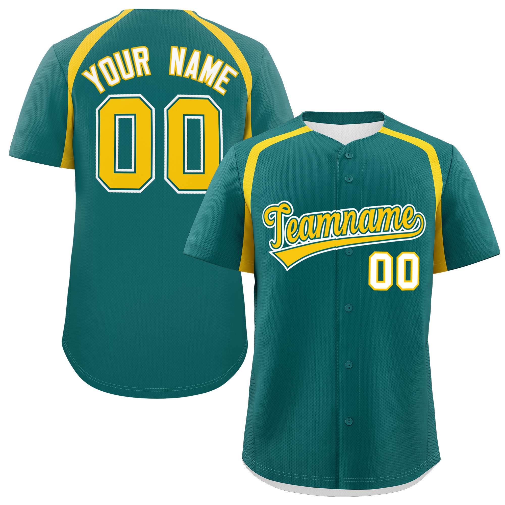 Custom Aqua Gold Personalized Color Block Authentic Baseball Jersey