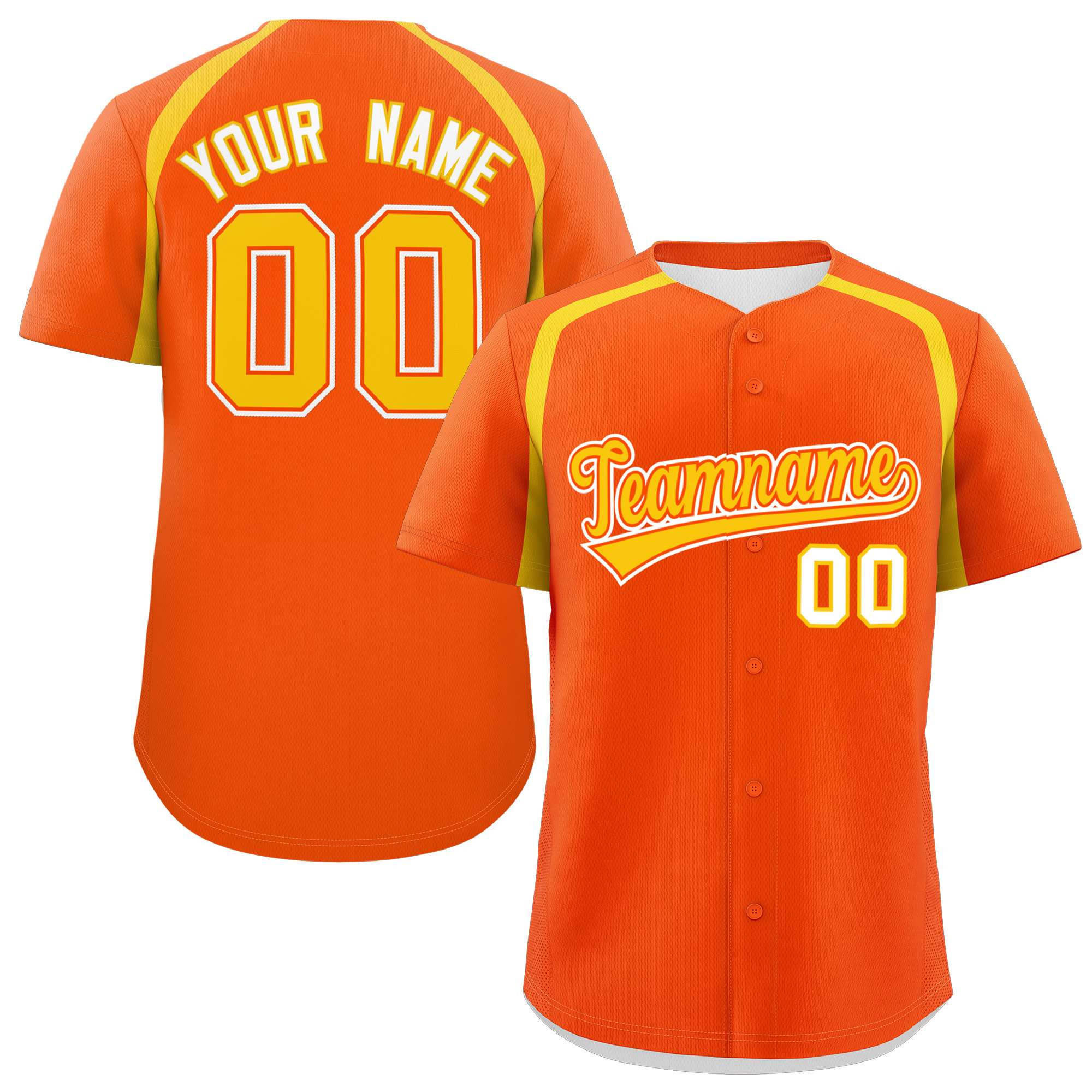 Custom Orange Gold Personalized Color Block Authentic Baseball Jersey