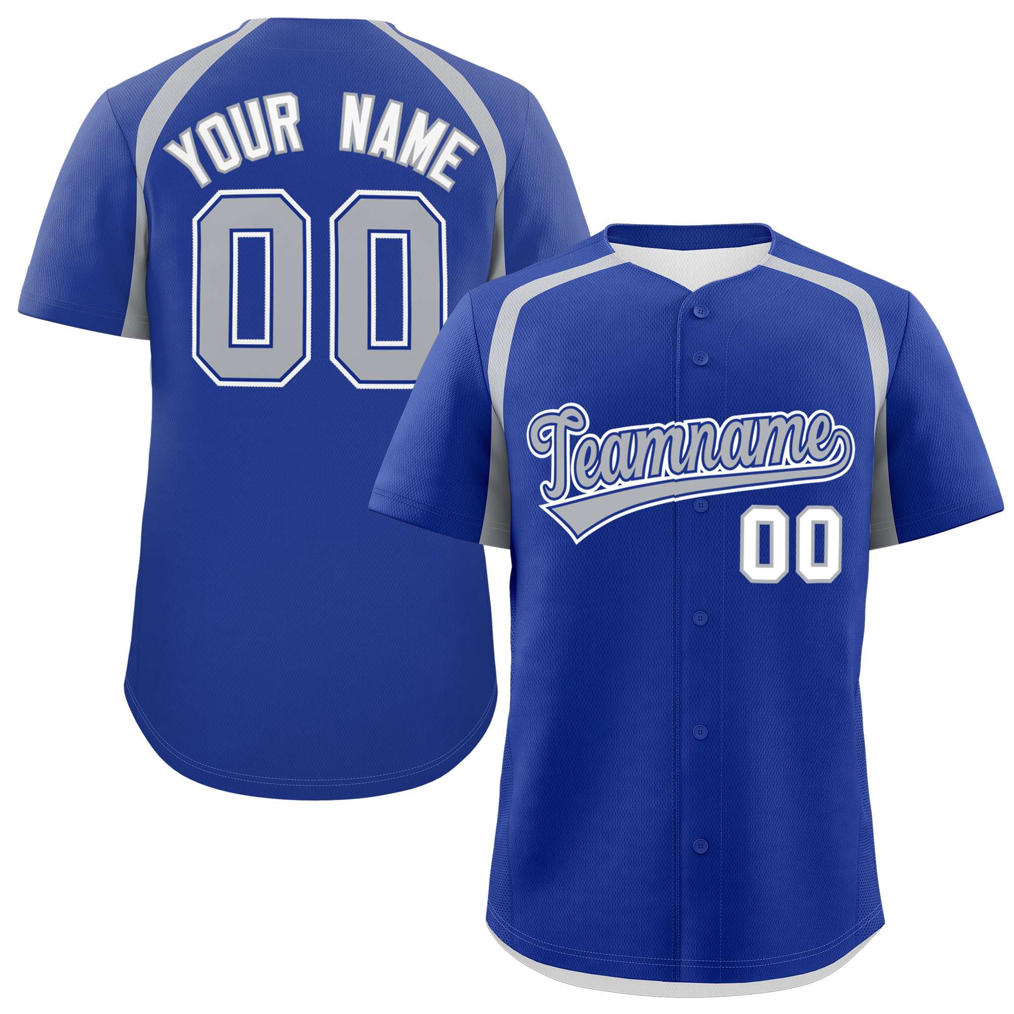 Custom Royal Silver Personalized Color Block Authentic Baseball Jersey