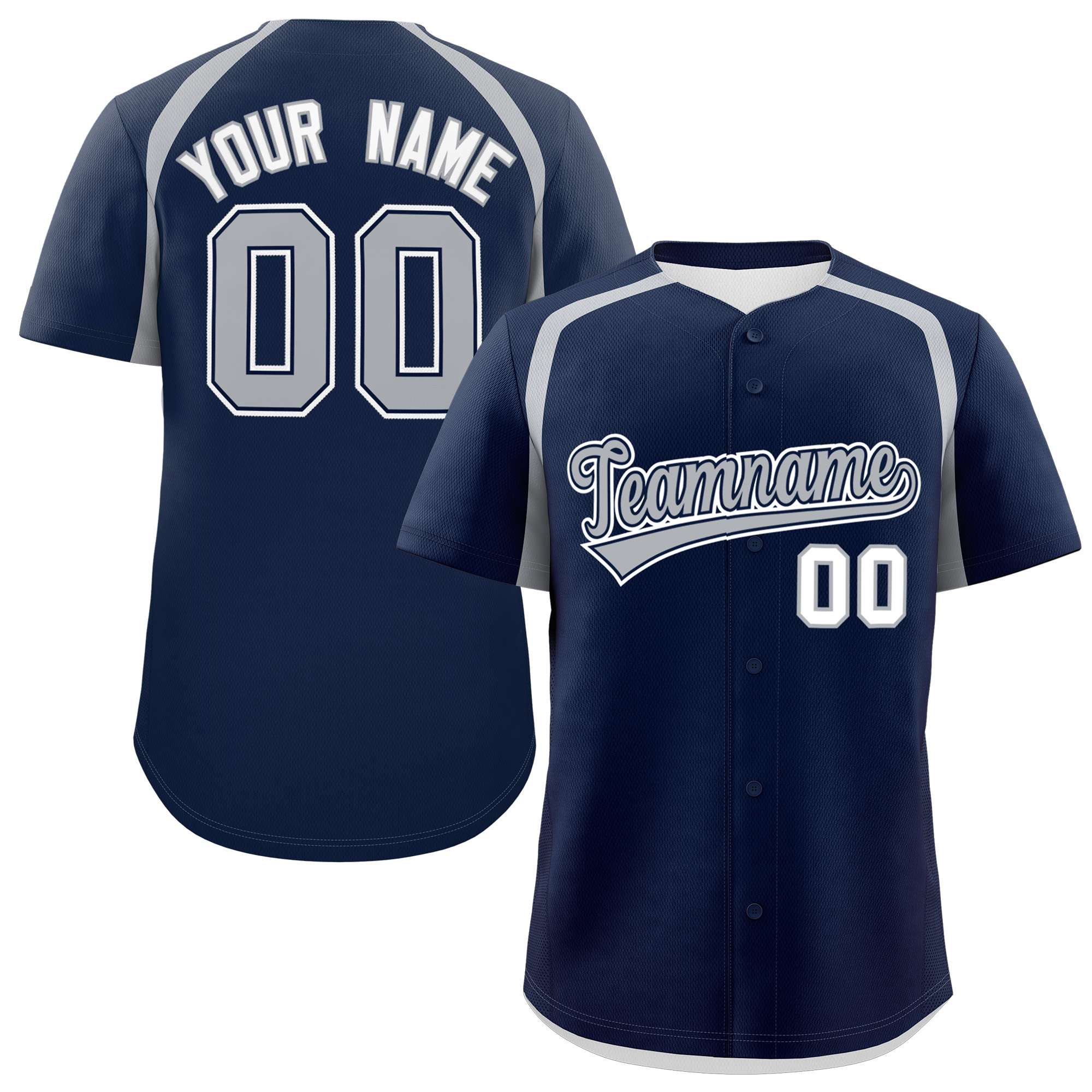 Custom Navy Silver Personalized Color Block Authentic Baseball Jersey