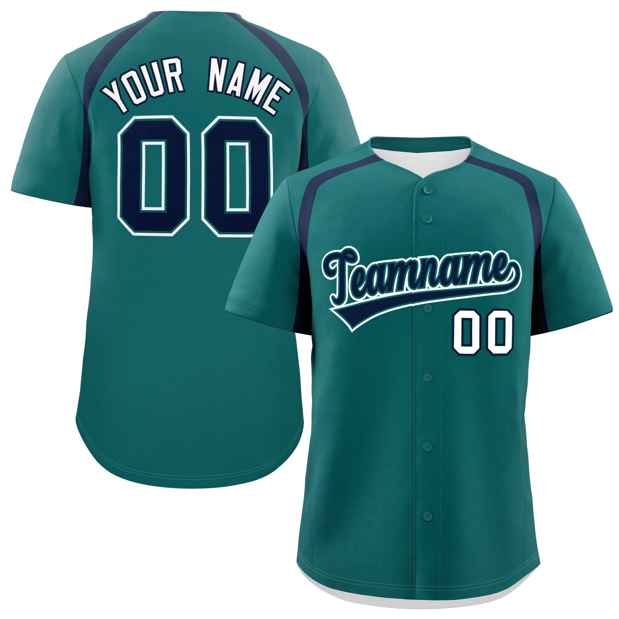 Custom Aqua Navy Personalized Color Block Authentic Baseball Jersey