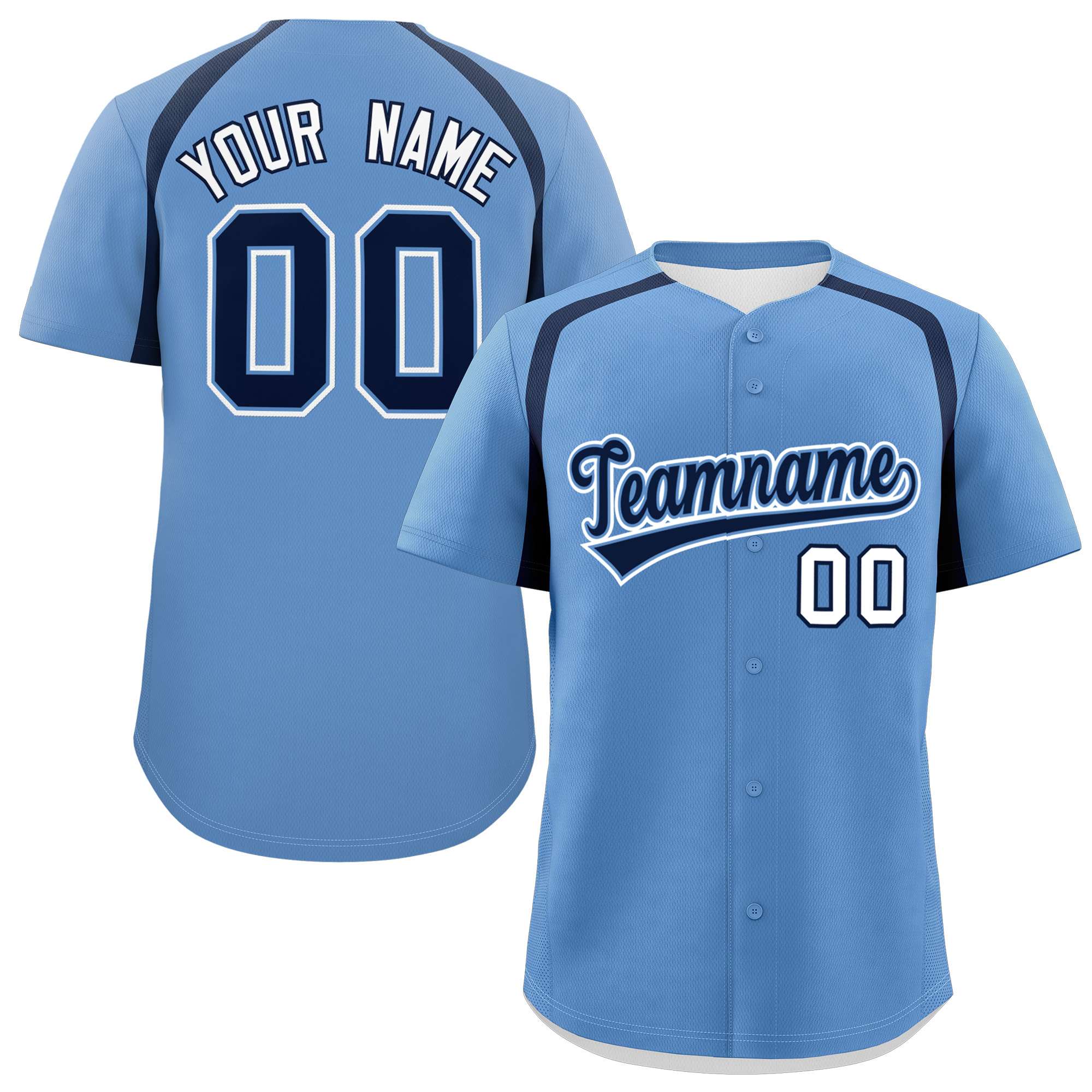 Custom Light Blue Navy Personalized Color Block Authentic Baseball Jersey